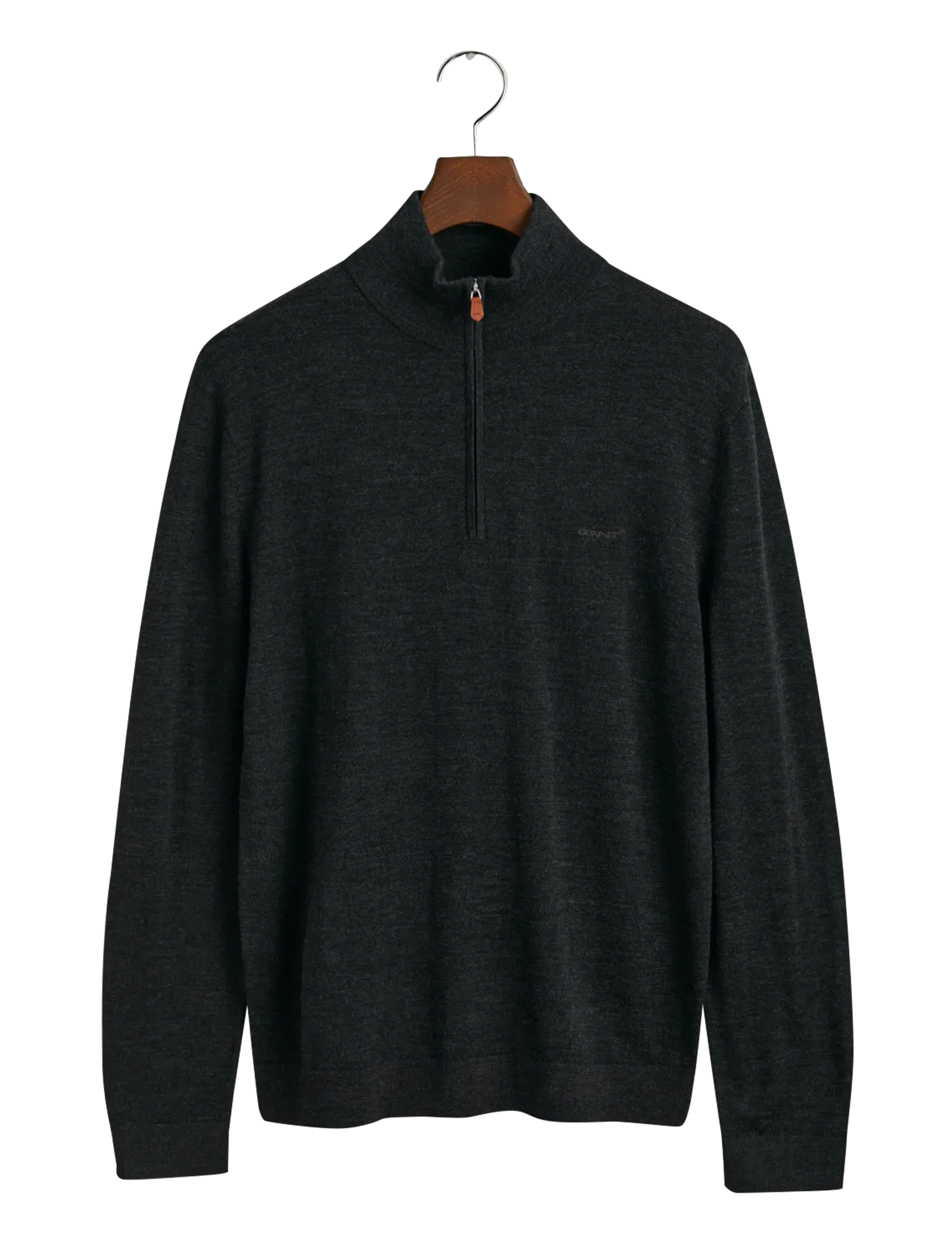 Gant EXTRAFINE MERINO WOOL HALF ZIP - Halfzip strik - DK CHARCOAL MELANGE / black
