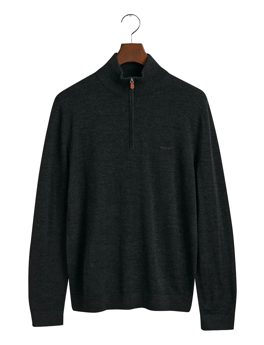 Gant - EXTRAFINE MERINO WOOL HALF ZIP - puolivetoketjulliset neuleet - dk charcoal melange - 1