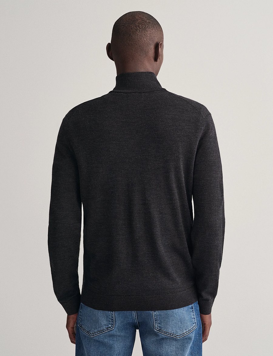 Gant - EXTRAFINE MERINO WOOL HALF ZIP - puolivetoketjulliset neuleet - dk charcoal melange - 2