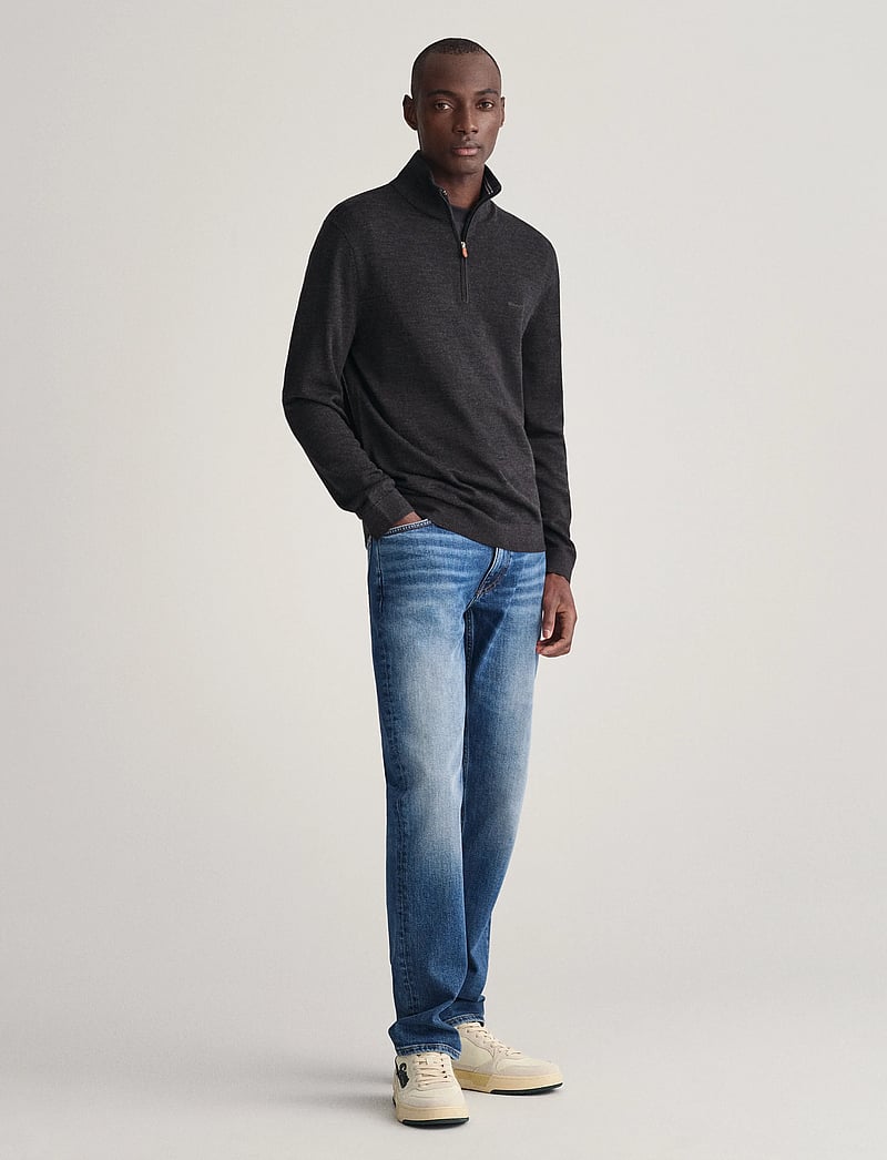 GANT - EXTRAFINE MERINO WOOL HALF ZIP - tõmblukk-kaelusega džemprid - dk charcoal melange - 4
