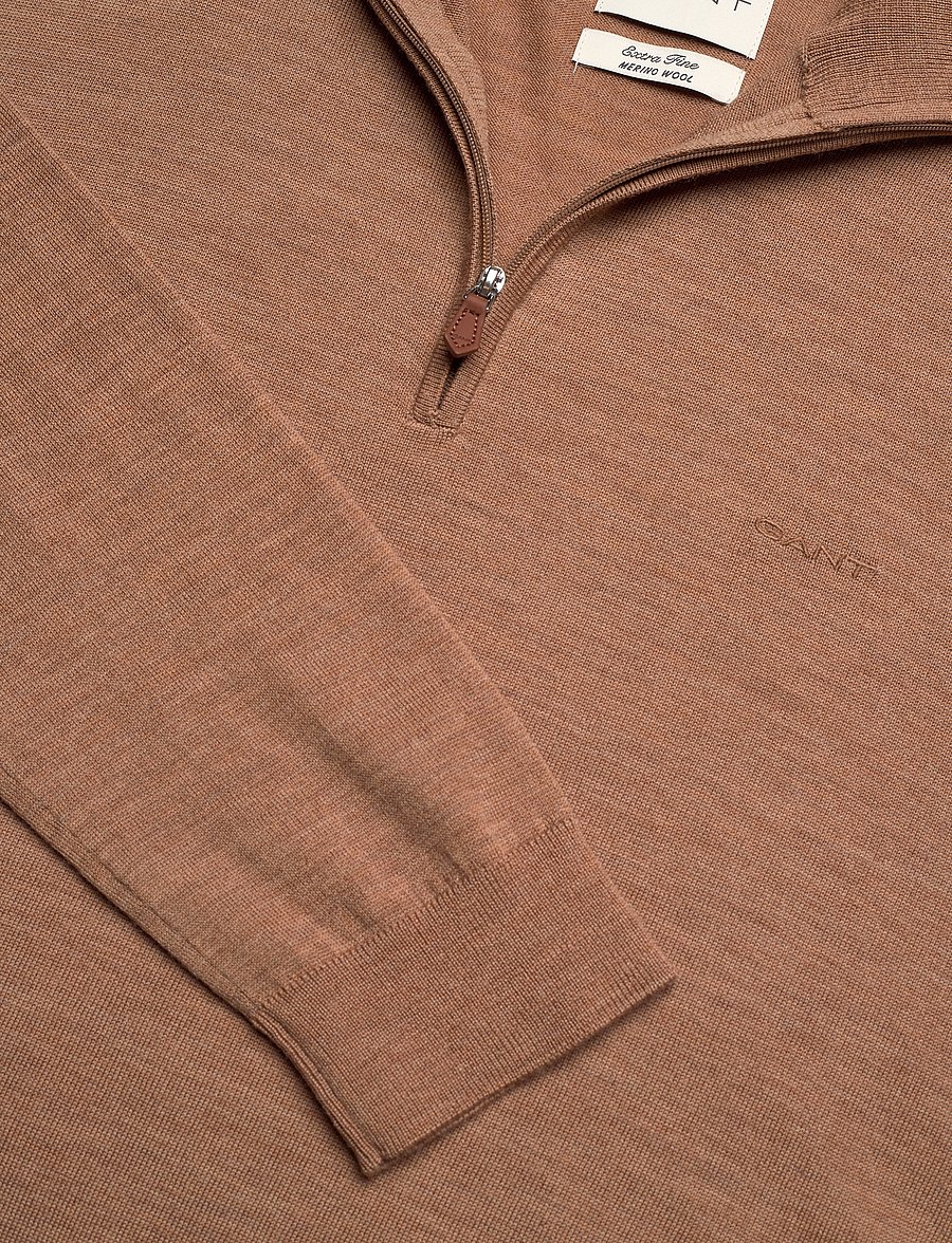 Gant - EXTRAFINE MERINO WOOL HALF ZIP - halfzip strik - dk. sand melange - 2