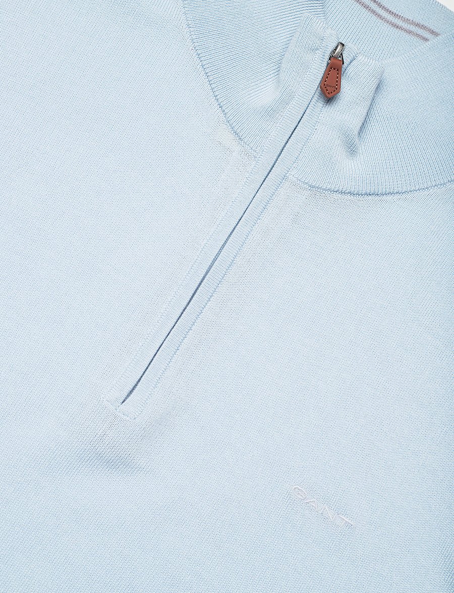 Gant - EXTRAFINE MERINO WOOL HALF ZIP - puolivetoketjulliset neuleet - fresh blue - 2