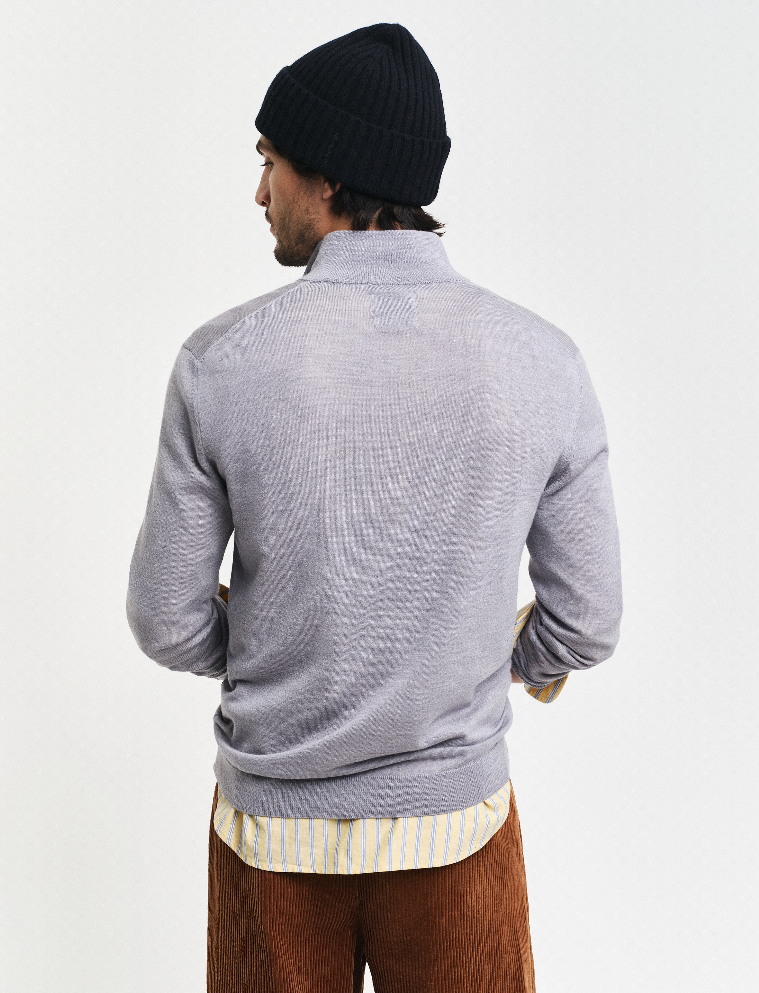 Gant - EXTRAFINE MERINO WOOL HALF ZIP - herren - grey melange - 3