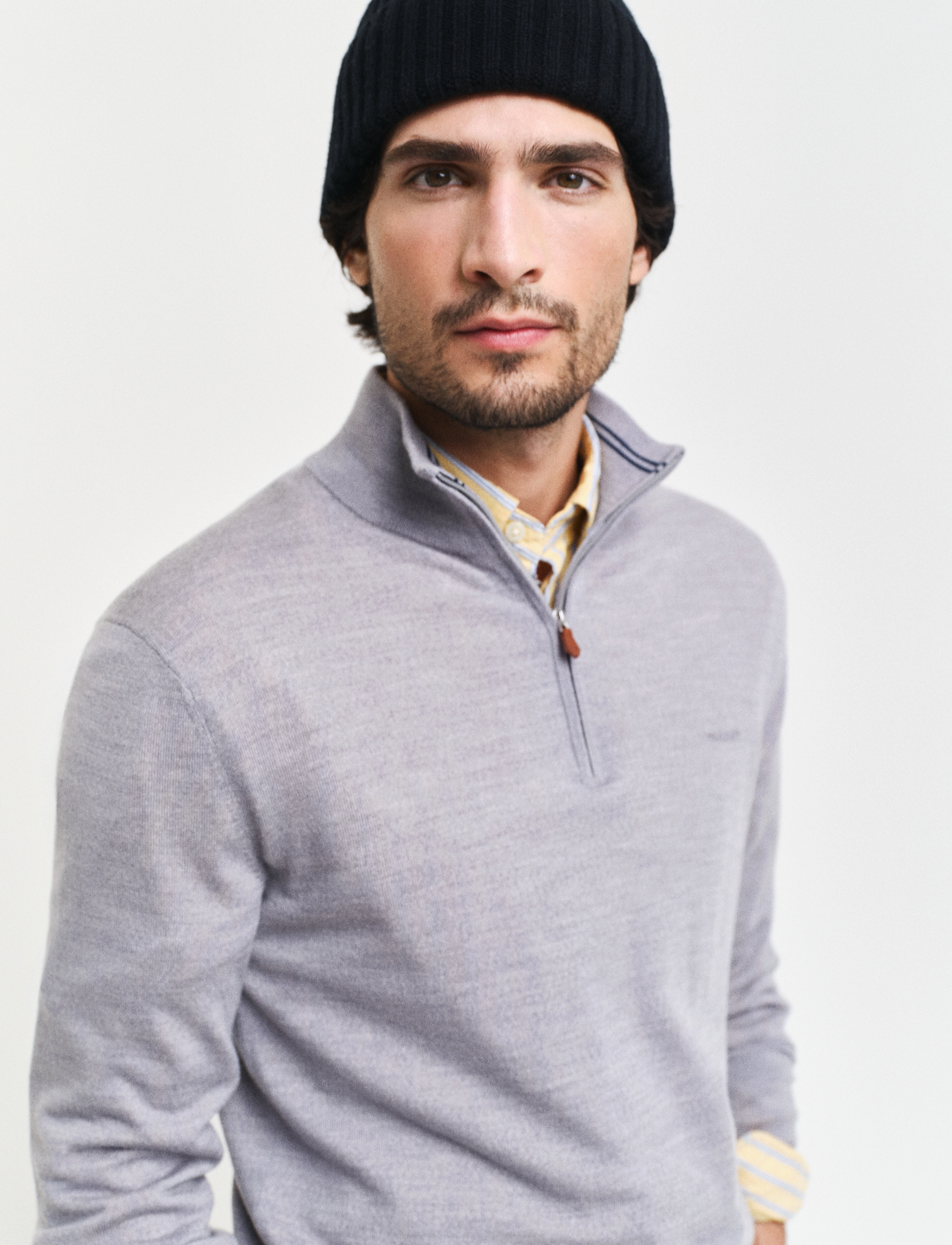 Gant - EXTRAFINE MERINO WOOL HALF ZIP - herren - grey melange - 4