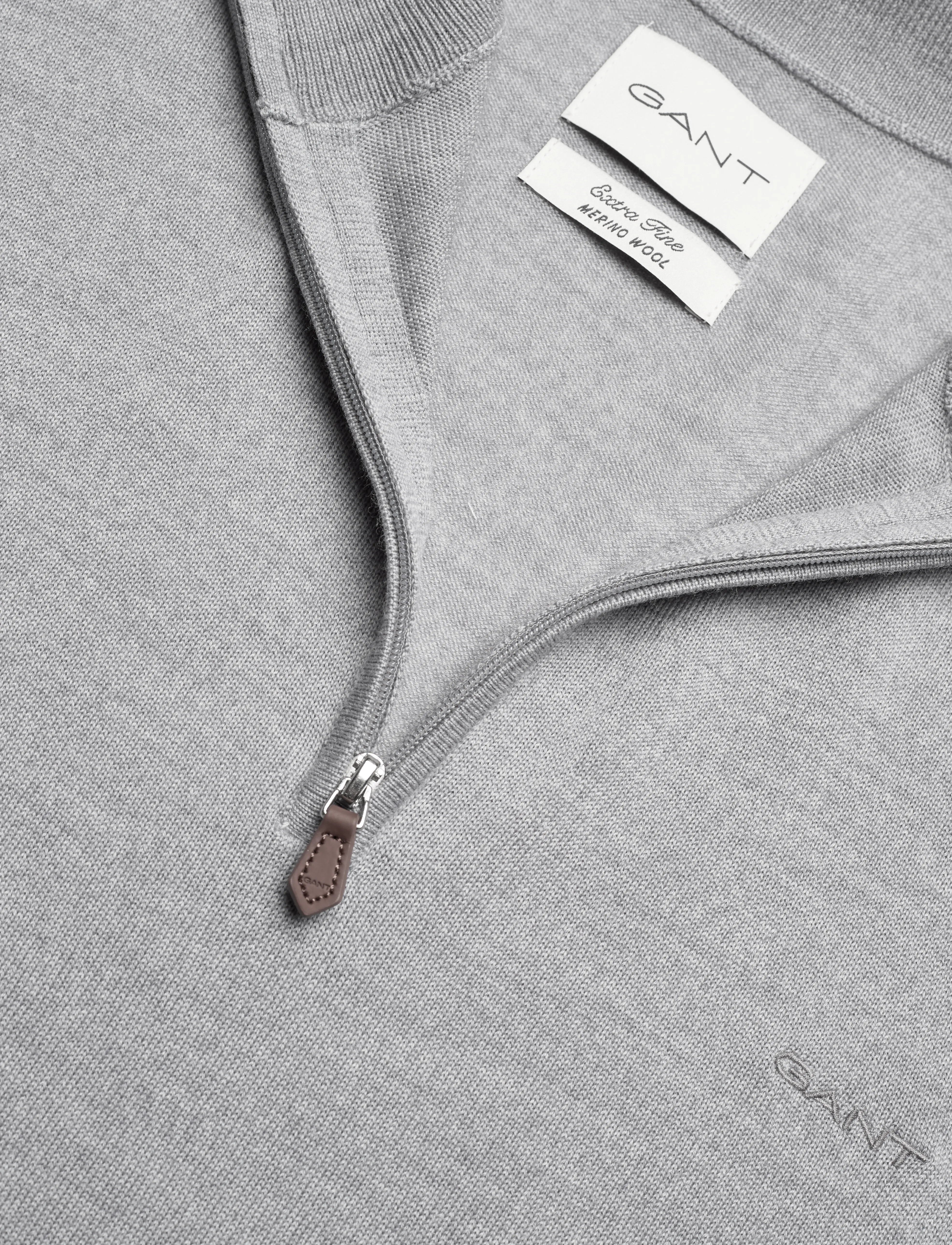 Gant - EXTRAFINE MERINO WOOL HALF ZIP - herren - grey melange - 5
