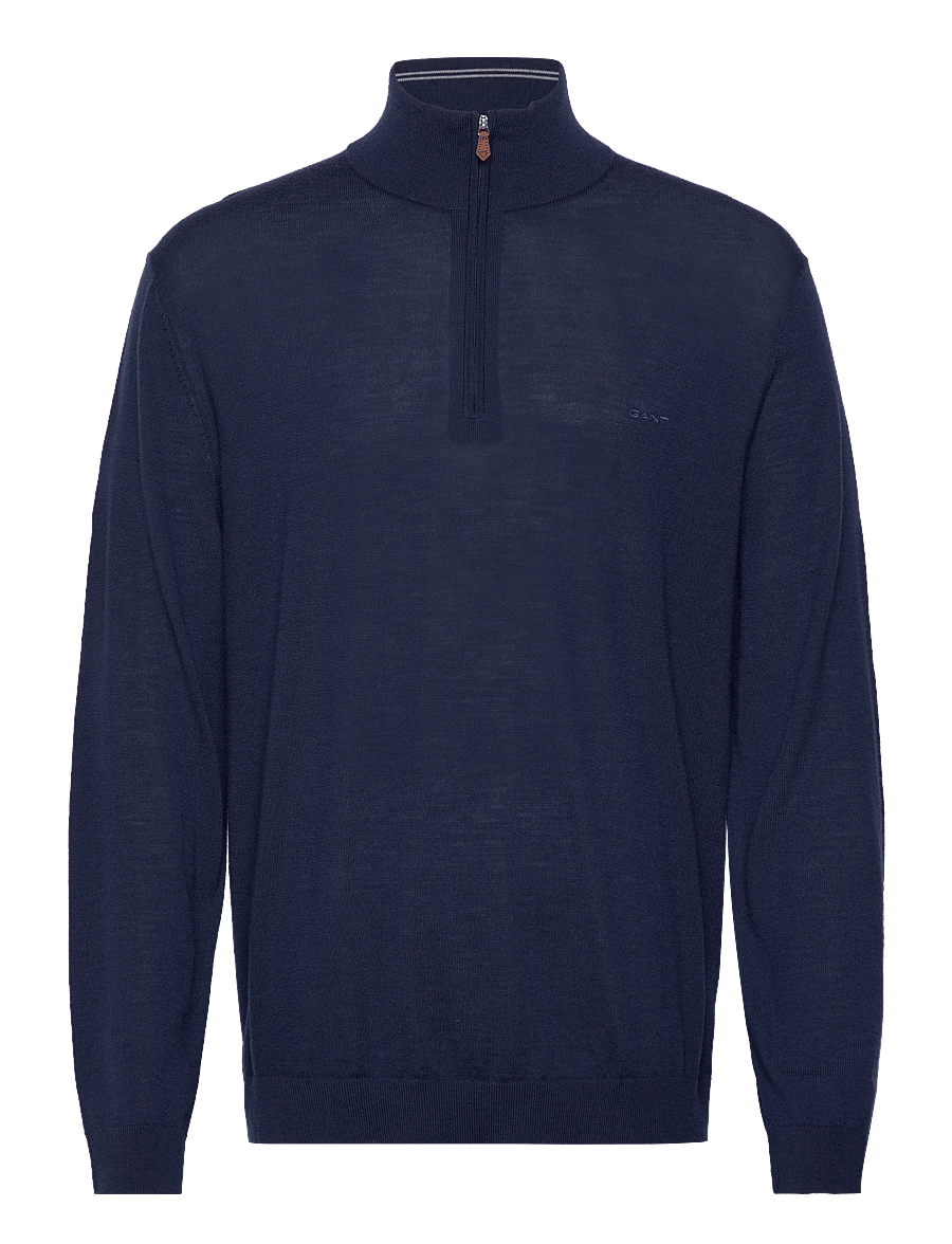 Gant - EXTRAFINE MERINO WOOL HALF ZIP - puolivetoketjulliset neuleet - marine - 0
