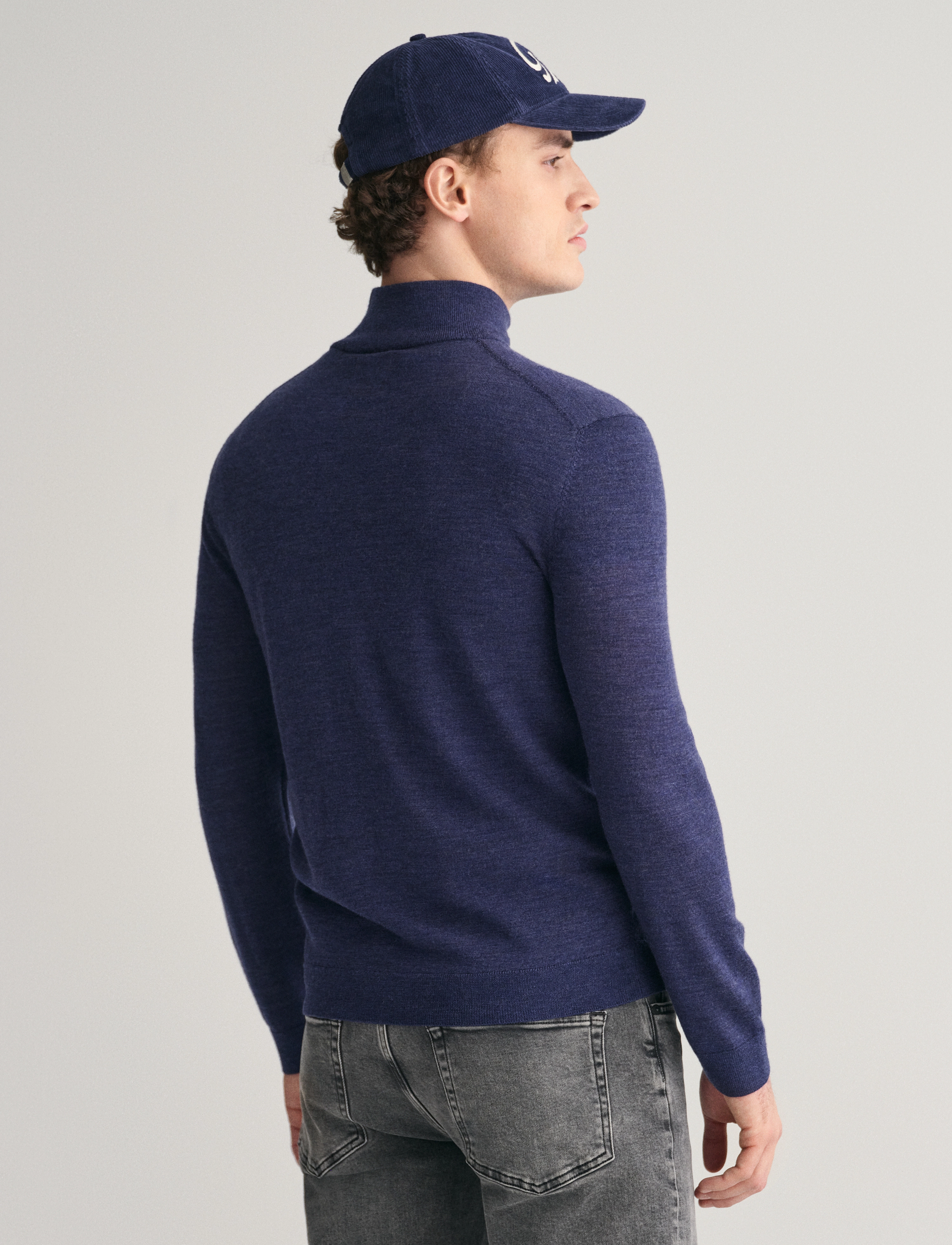 Gant - EXTRAFINE MERINO WOOL HALF ZIP - herren - marine melange - 3