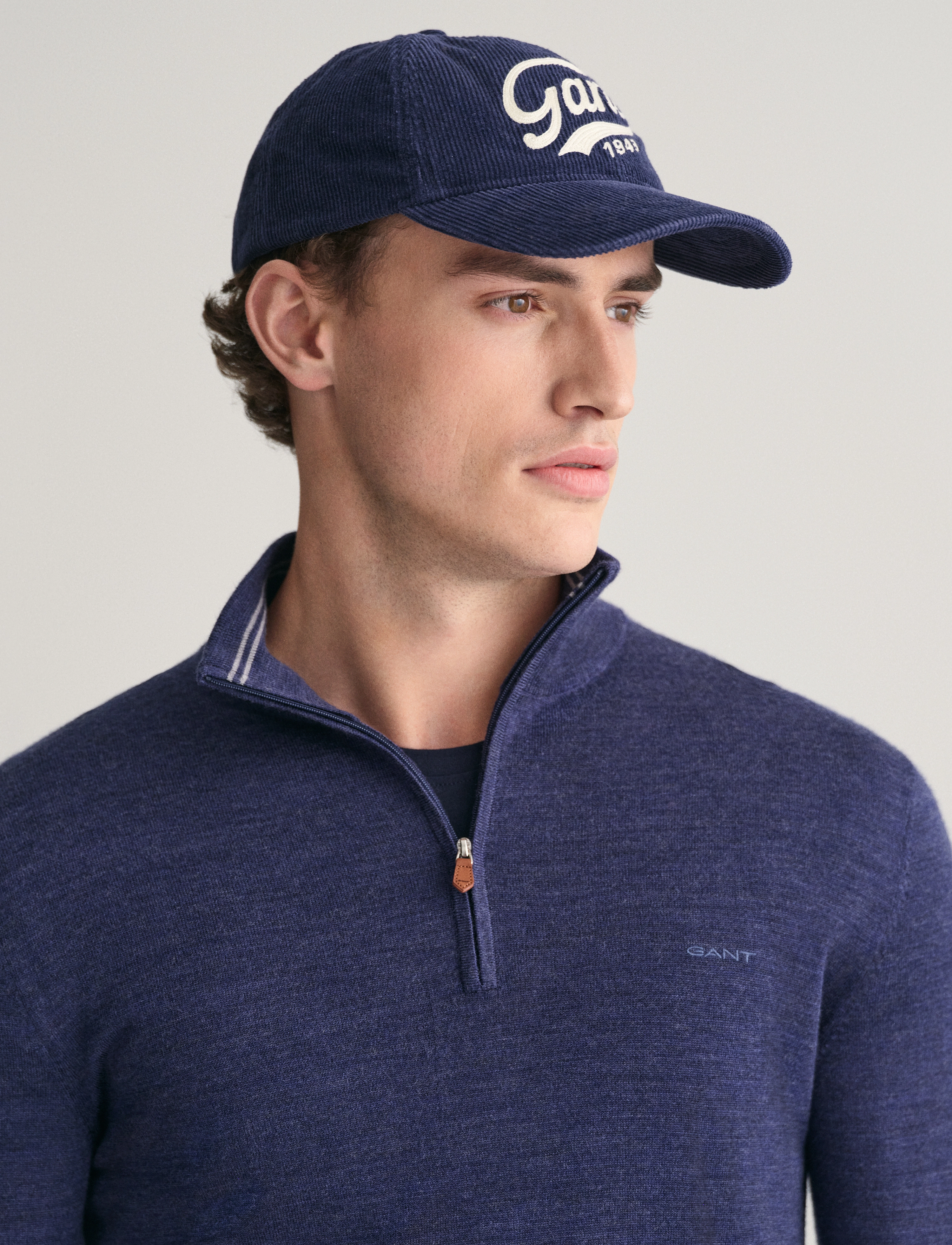 Gant - EXTRAFINE MERINO WOOL HALF ZIP - herren - marine melange - 4