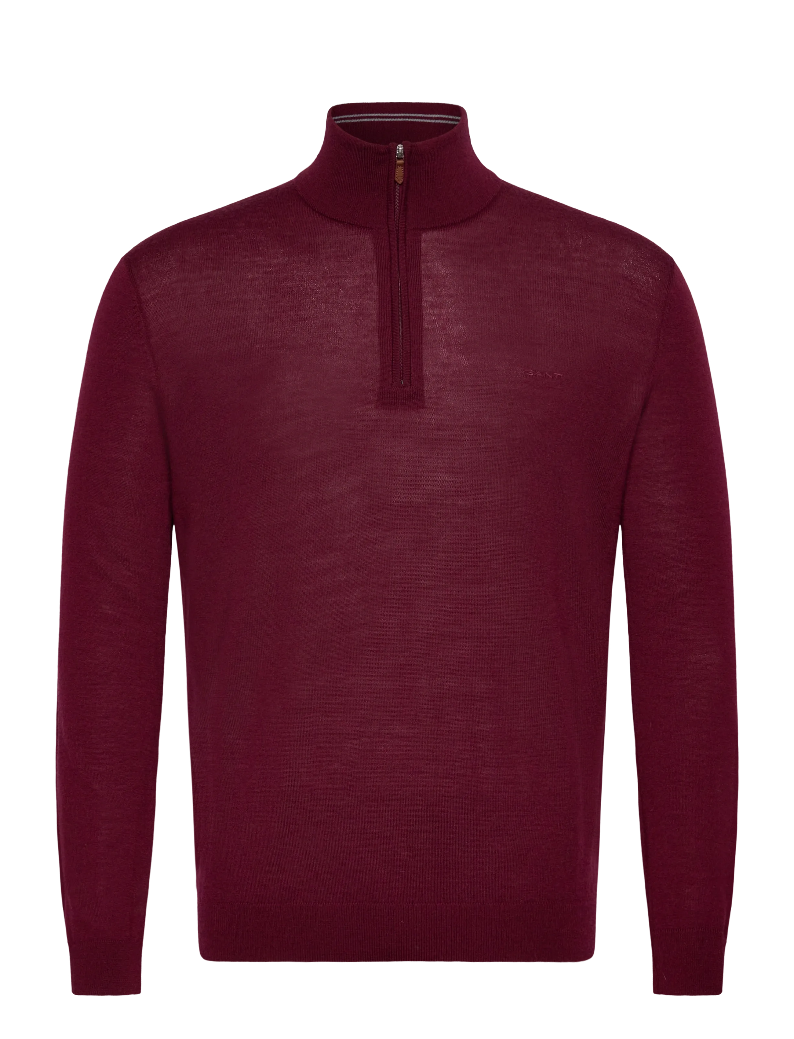 EXTRAFINE MERINO WOOL HALF ZIP - WINE RED