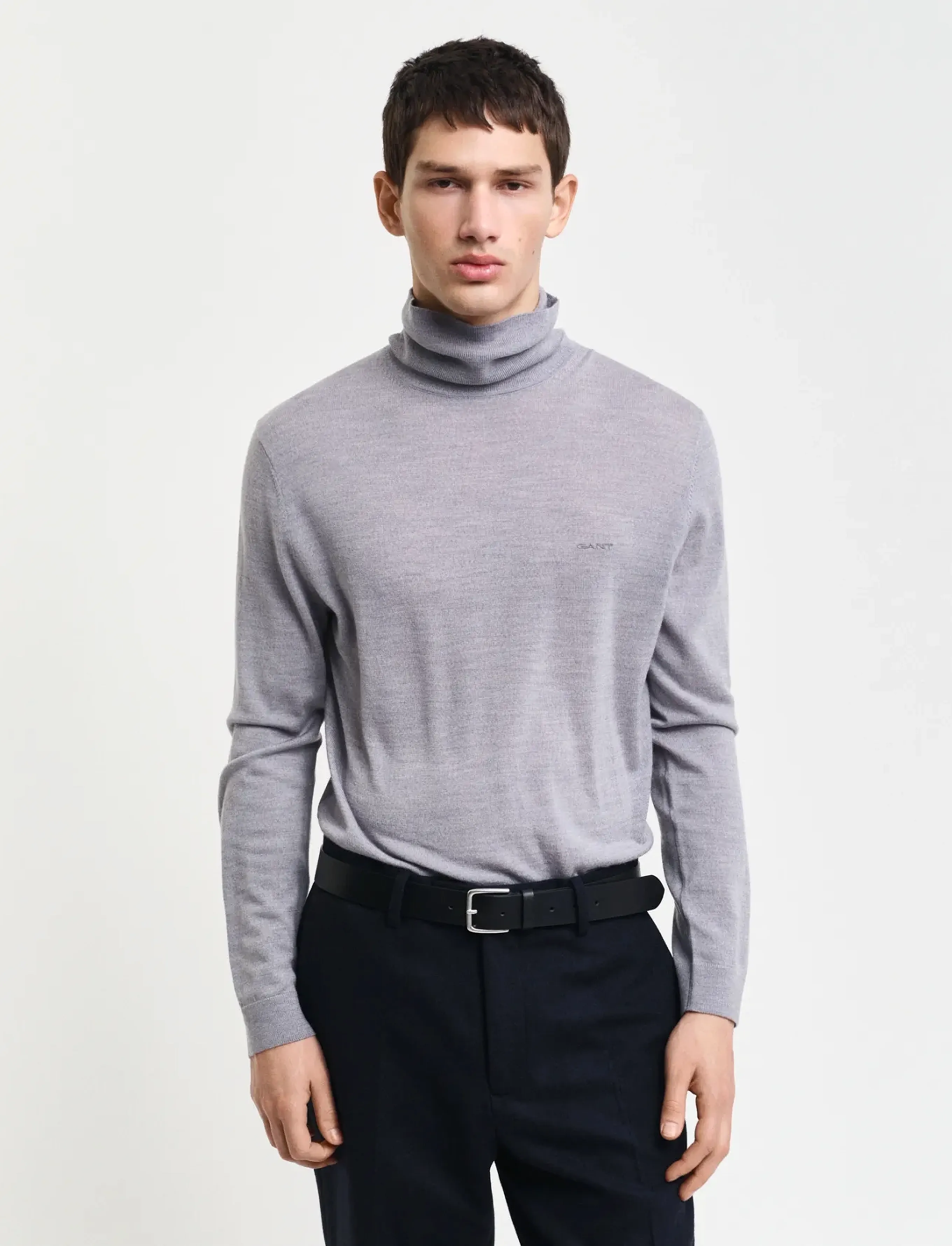 Gant Extrafine Merino Wool Turtleneck, L, Knitwear, Grau - Turtlenecks, Männerswear