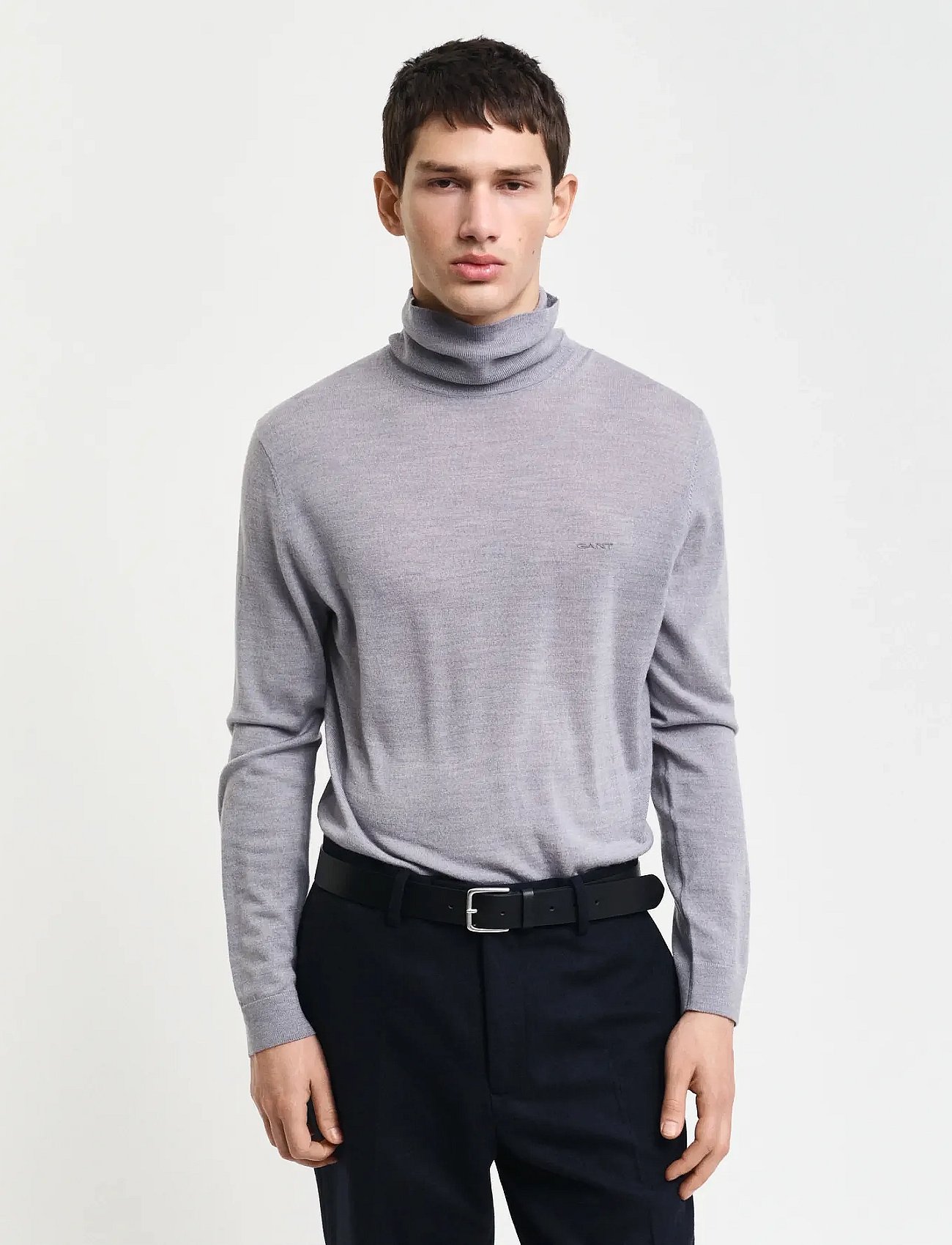 EXTRAFINE MERINO WOOL TURTLENECK - GREY MELANGE