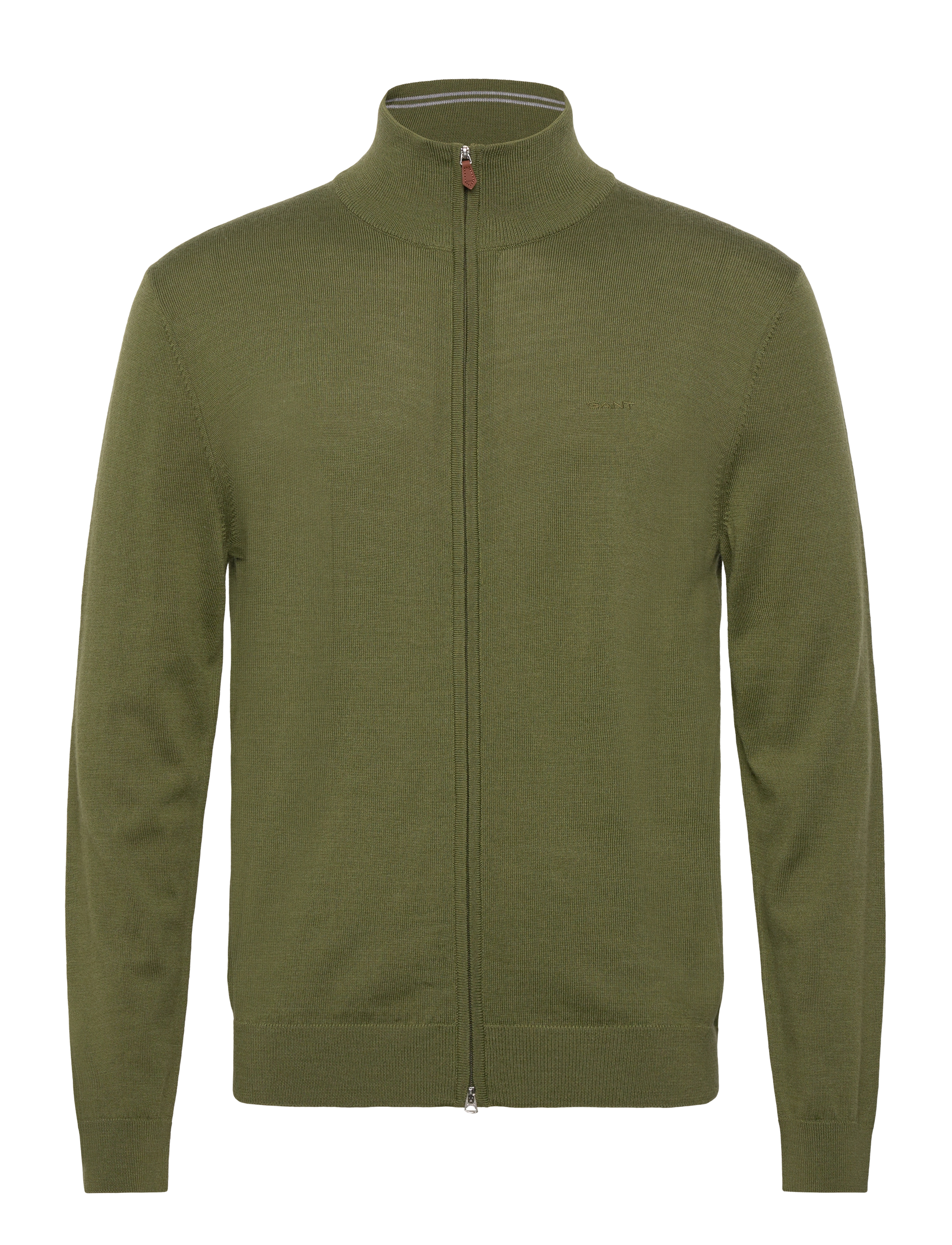 Gant EXTRAFINE MERINO WOOL ZIP CARDIGAN - Pullover mit durchgehendem Reißverschluss - DARK CACTUS MELANGE / khaki/green