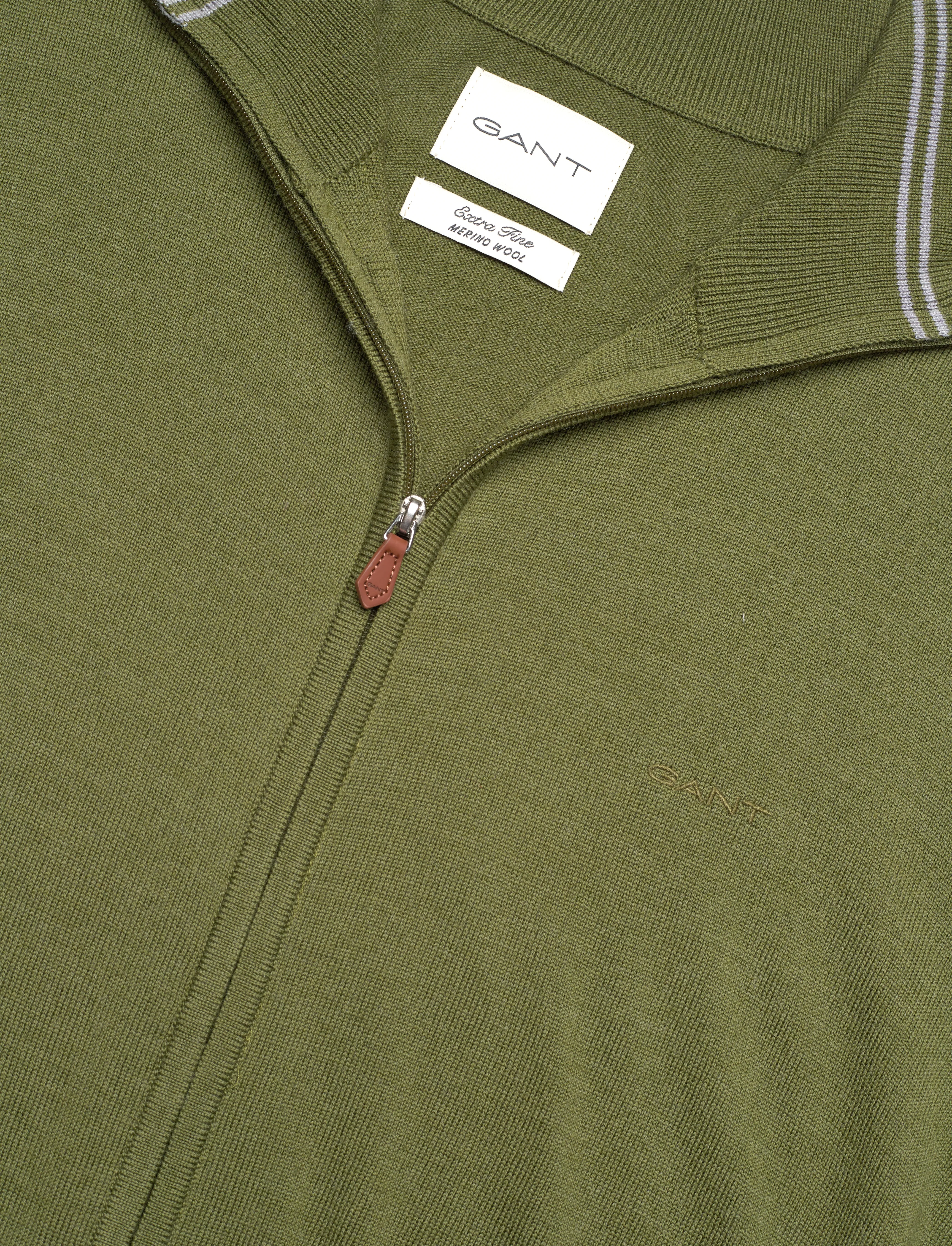 Gant - EXTRAFINE MERINO WOOL ZIP CARDIGAN - full zip strik - dark cactus melange - 2