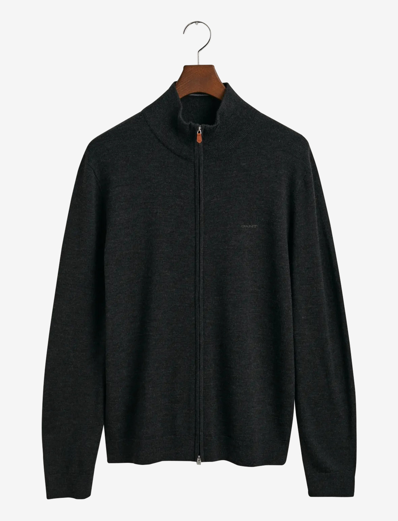 GANT - EXTRAFINE MERINO WOOL ZIP CARDIGAN - pullover mit durchgehendem reißverschluss - dk charcoal melange - 1