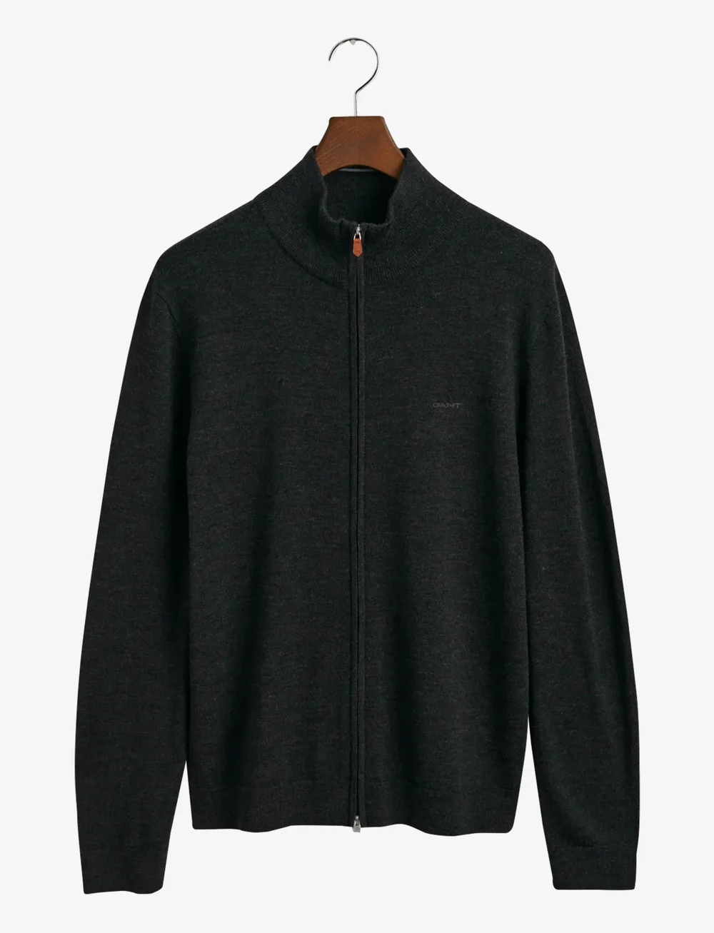 GANT - EXTRAFINE MERINO WOOL ZIP CARDIGAN - full zip jumpers - dk charcoal melange - 1