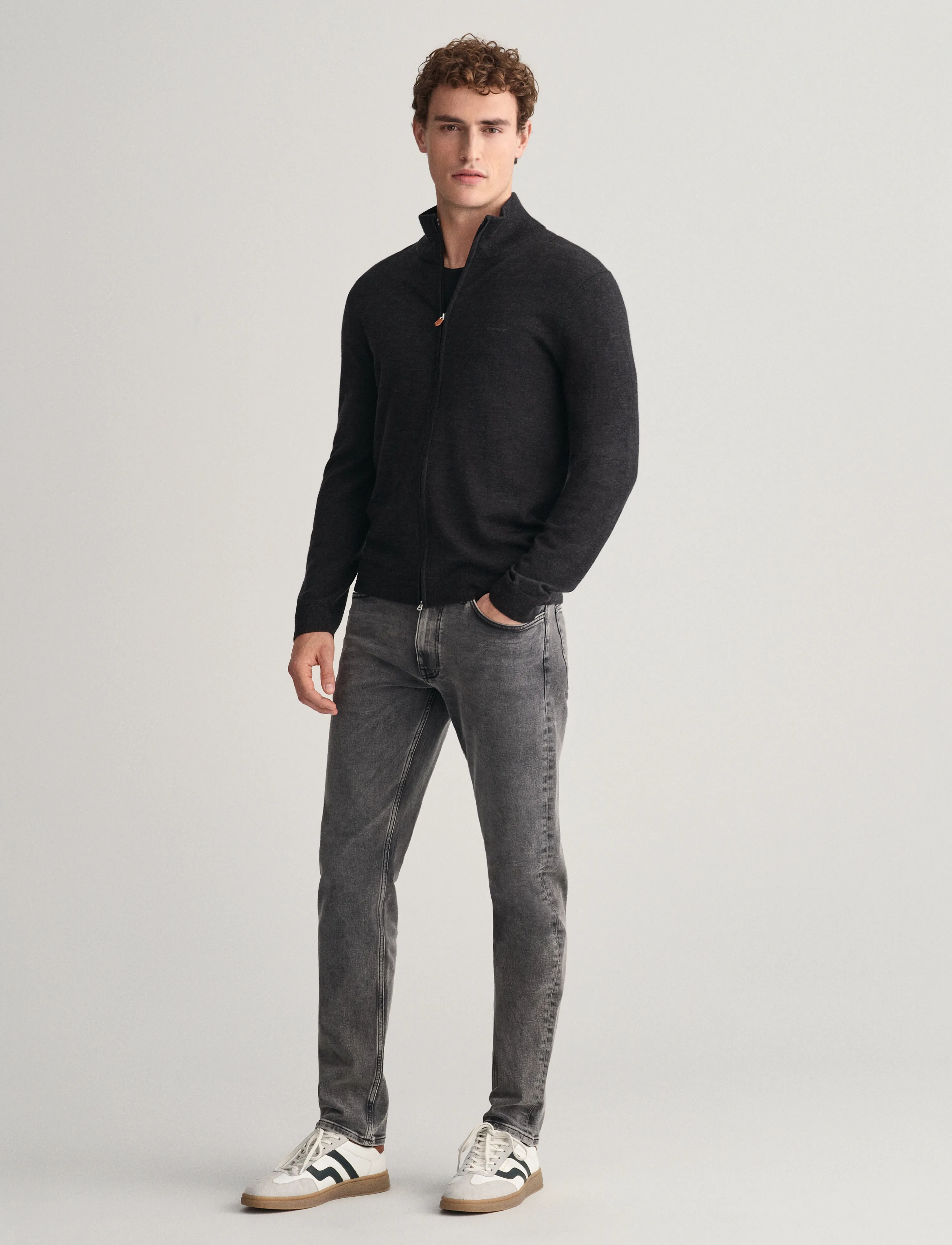 Gant - EXTRAFINE MERINO WOOL ZIP CARDIGAN - fødselsdagsgaver - dk charcoal melange - 5