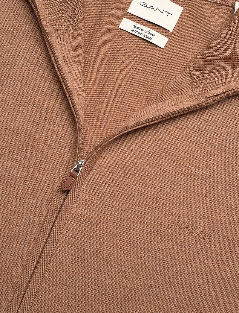 GANT - EXTRAFINE MERINO WOOL ZIP CARDIGAN - pullover mit durchgehendem reißverschluss - dk. sand melange - 2