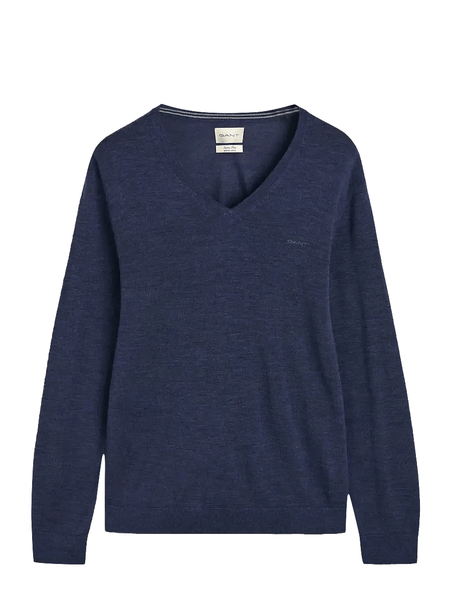 Gant - EXTRAFINE MERINO WOOL V-NECK - v-ausschnitt - marine melange - 1