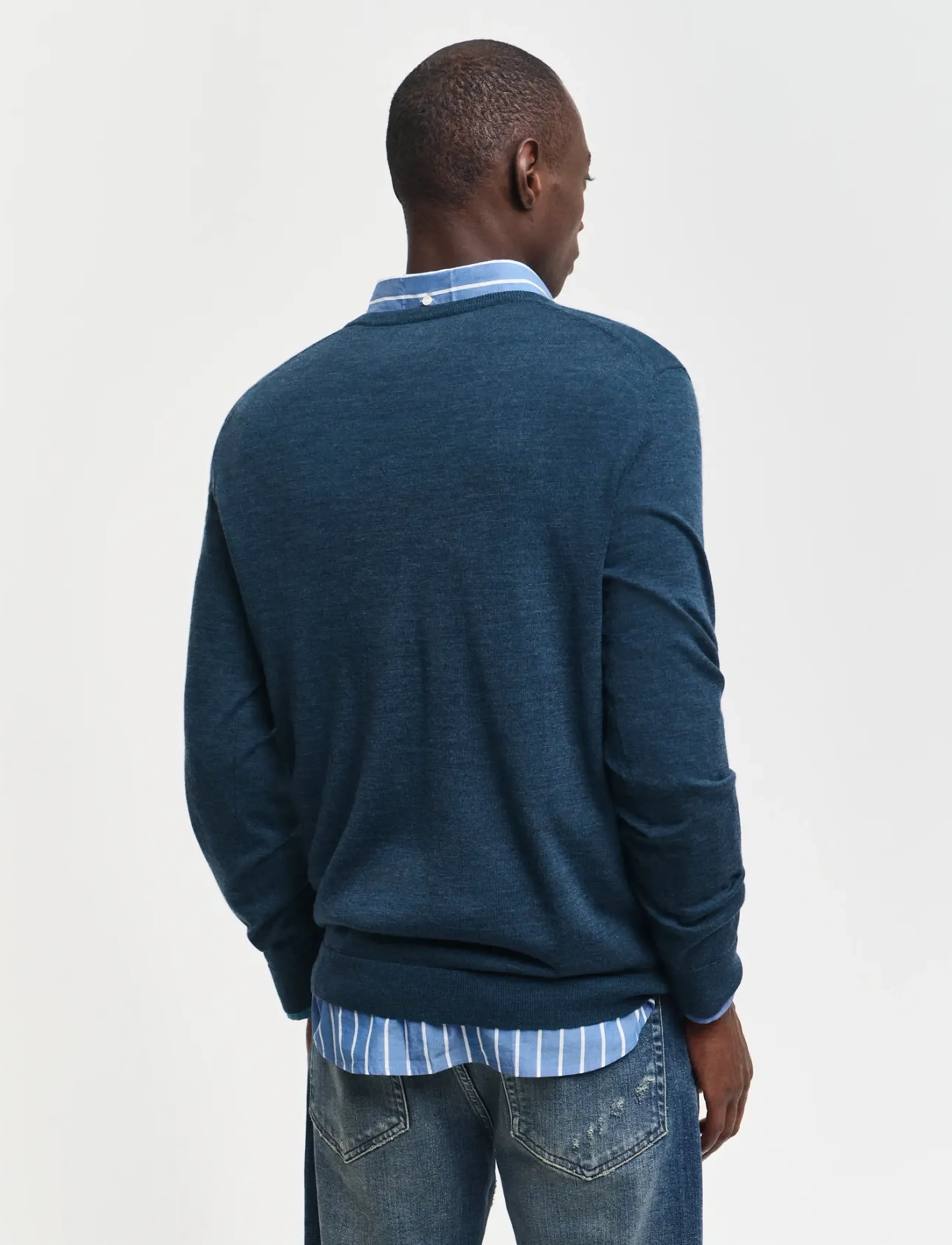 Gant - EXTRAFINE MERINO WOOL V-NECK - v-hals - marine melange - 2