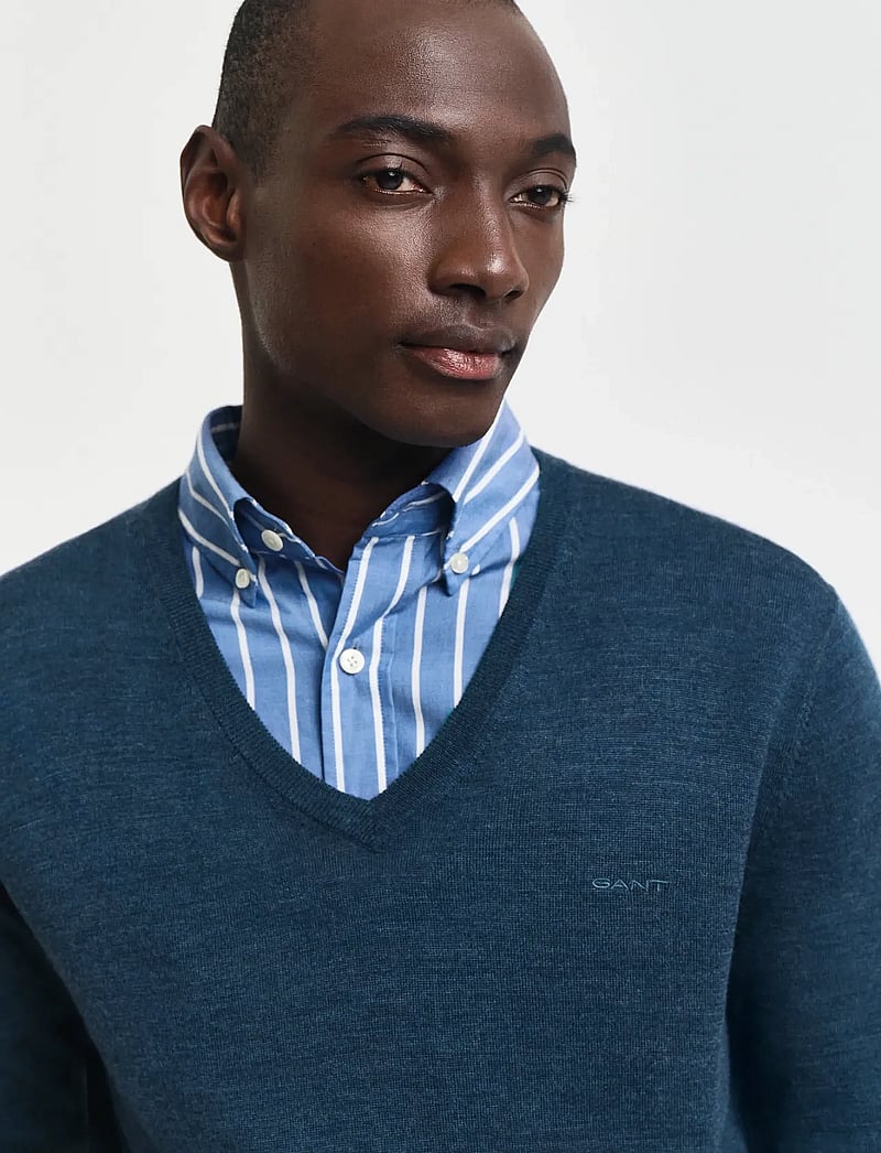 GANT - EXTRAFINE MERINO WOOL V-NECK - v-hals - marine melange - 3