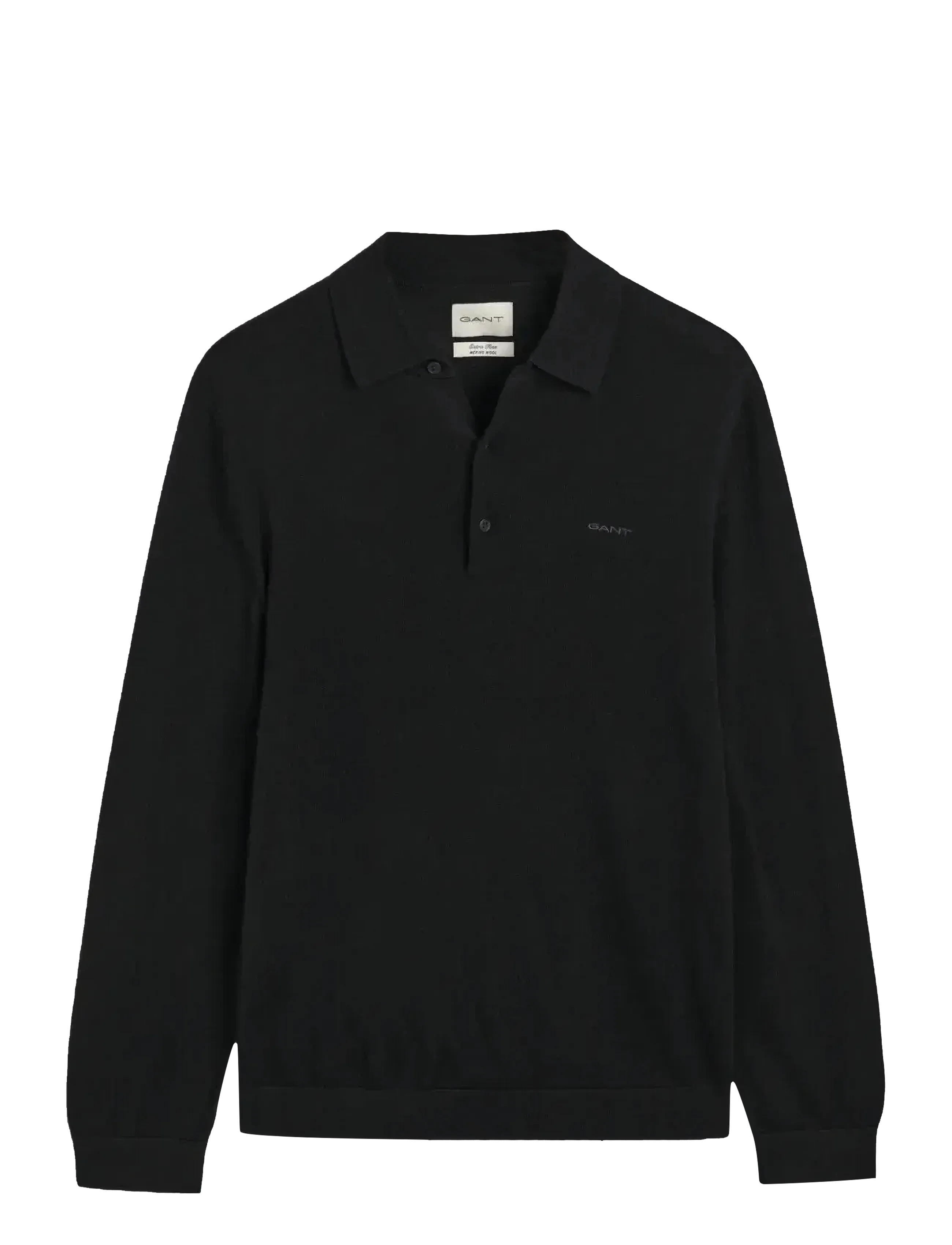 EXTRAFINE MERINO WOOL POLO - BLACK