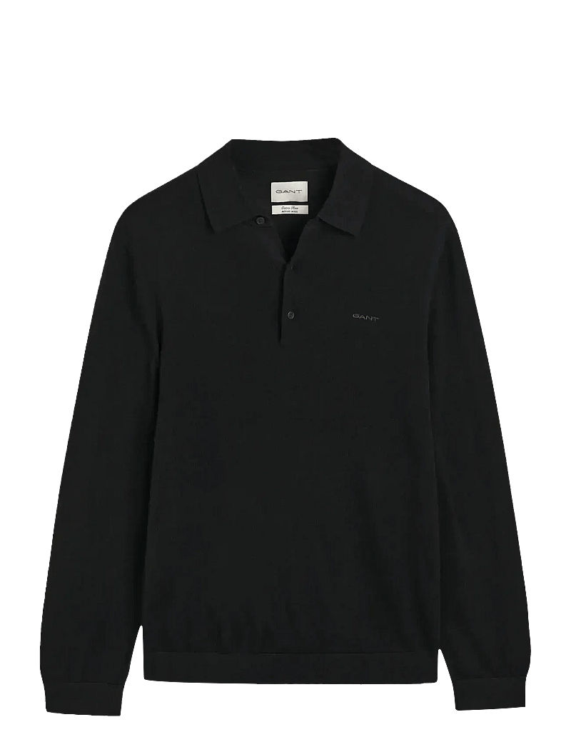 GANT - EXTRAFINE MERINO WOOL POLO - gestrickte polohemden - black - 1