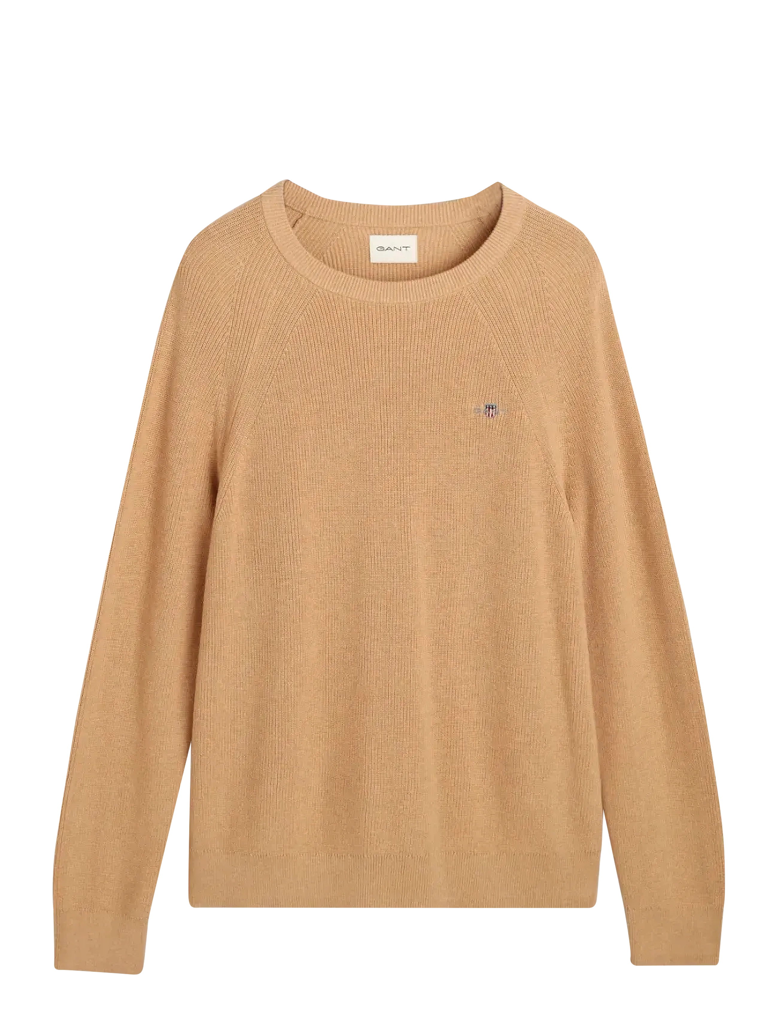Gant COTTON WOOL RIB C-NECK - Strickmode - KHAKI MELANGE / khaki/green