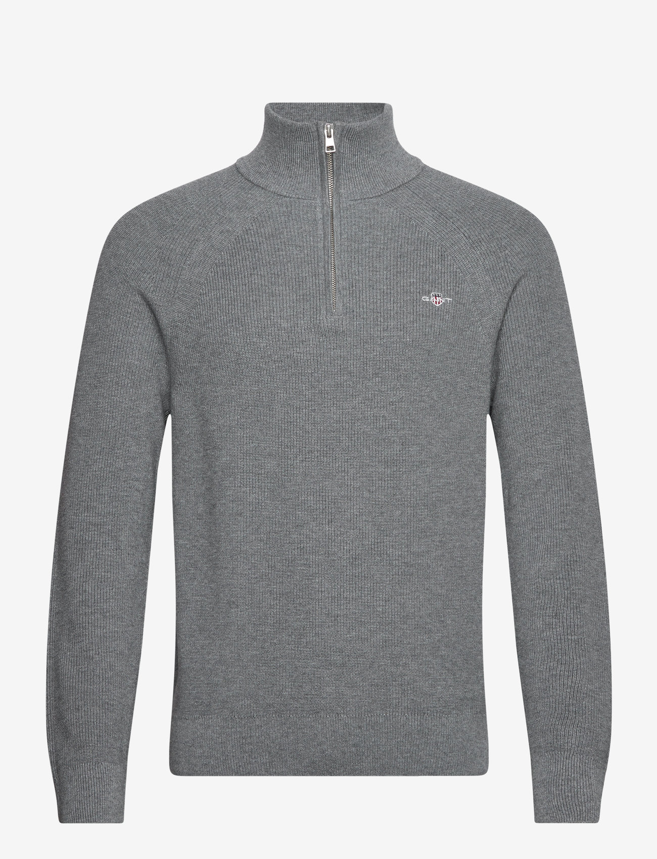 GANT - COTTON WOOL RIB HALF ZIP - half zip - dark grey melange - 1