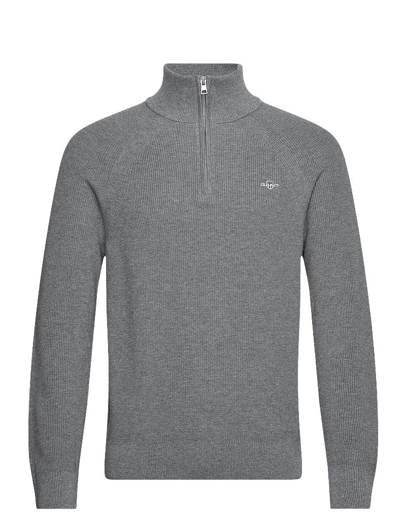 GANT - COTTON WOOL RIB HALF ZIP - half zip - dark grey melange - 1