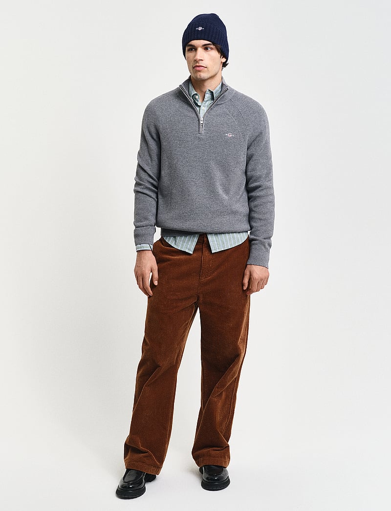 GANT - COTTON WOOL RIB HALF ZIP - half zip - dark grey melange - 0