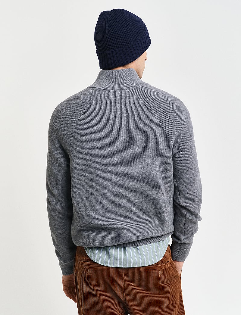 GANT - COTTON WOOL RIB HALF ZIP - half zip - dark grey melange - 3