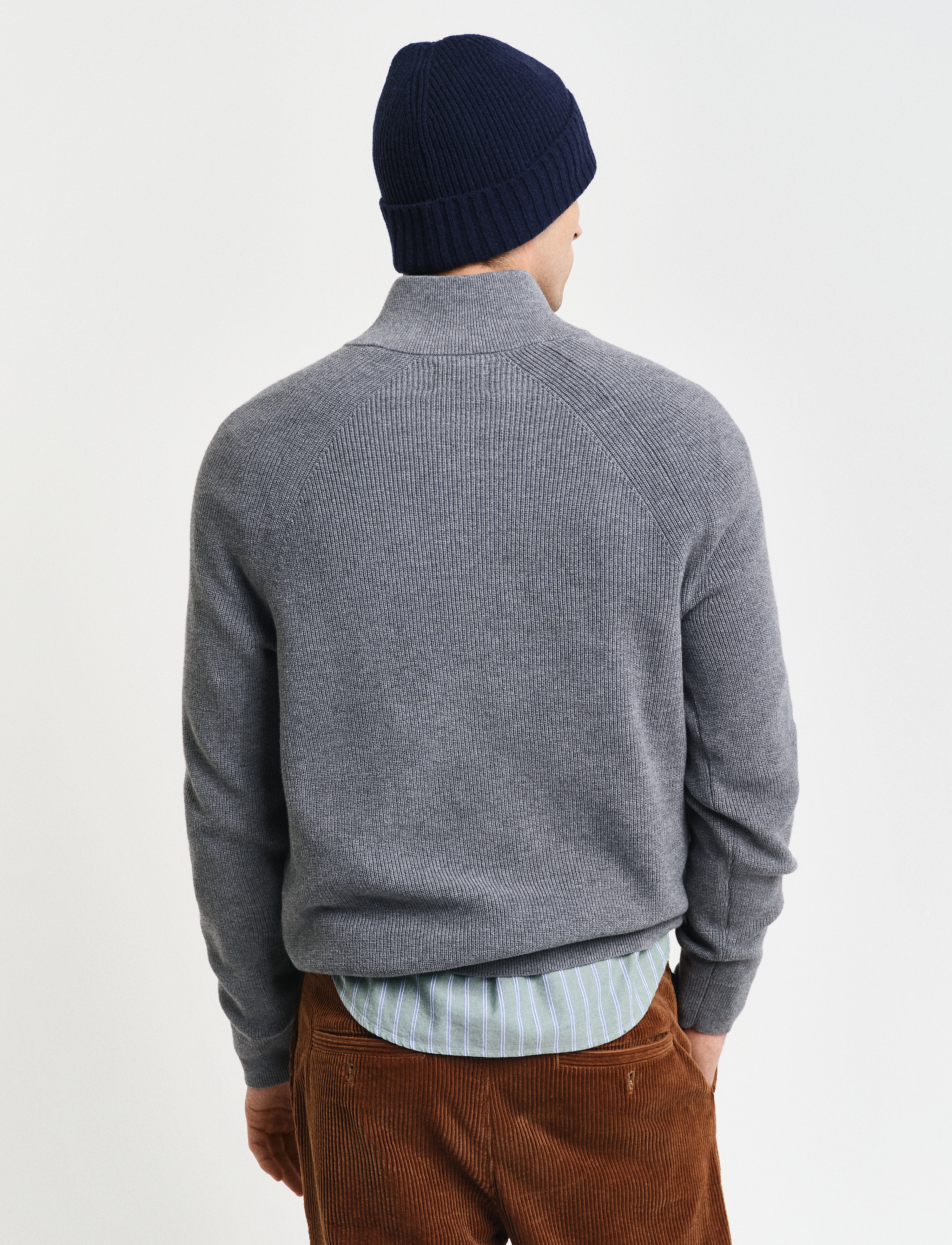 Gant - COTTON WOOL RIB HALF ZIP - herren - dark grey melange - 3