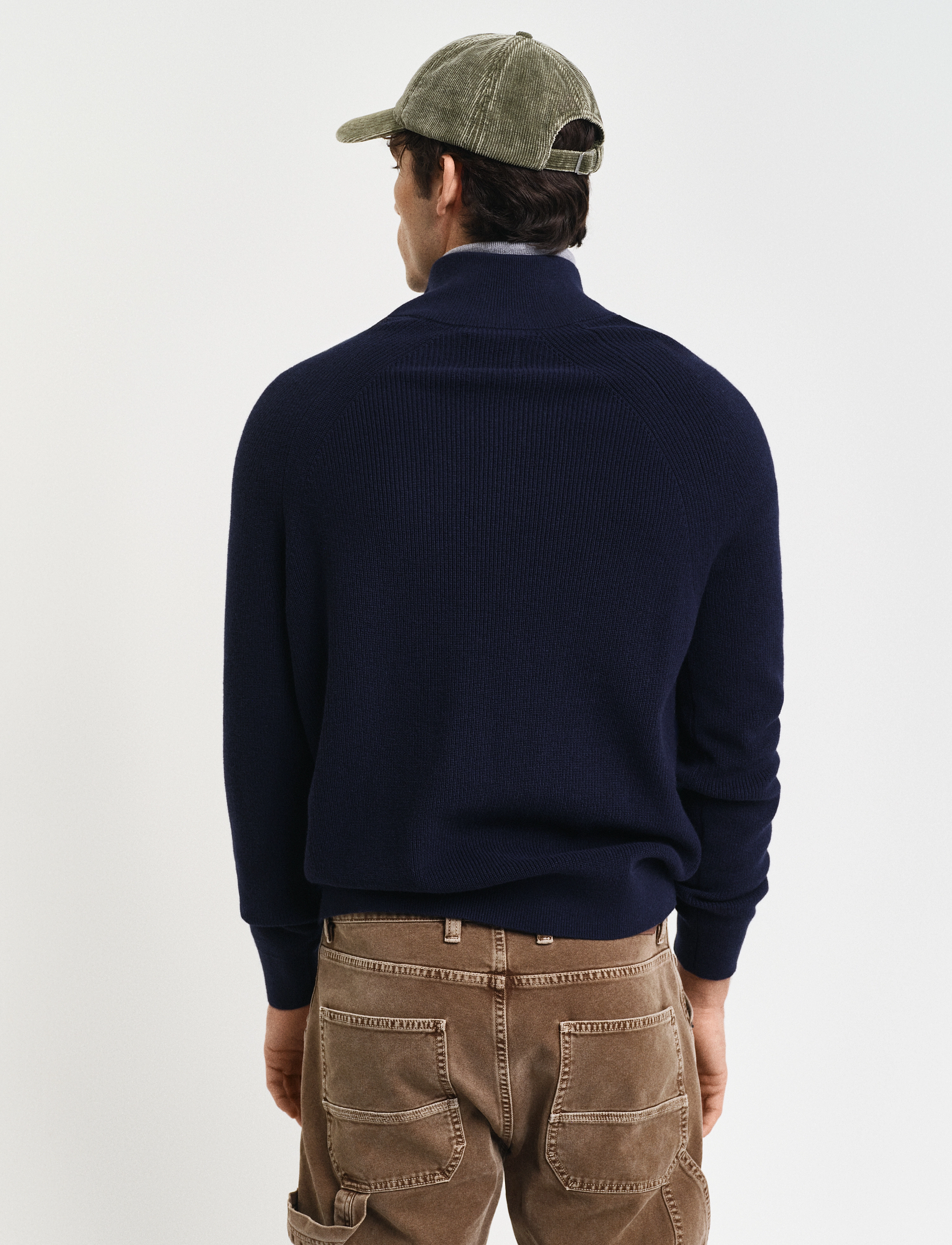 Gant - COTTON WOOL RIB HALF ZIP - mænd - evening blue - 3
