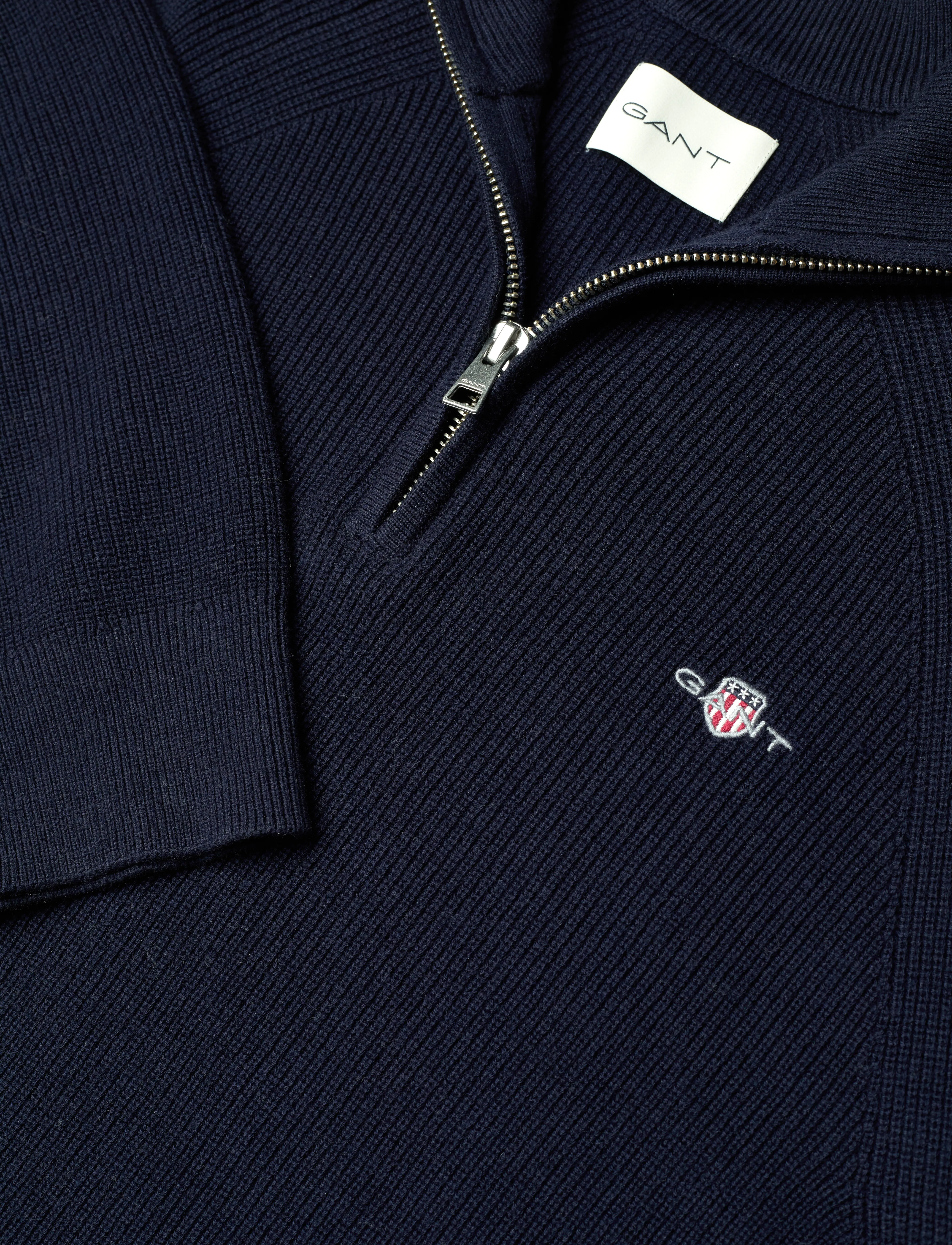 Gant - COTTON WOOL RIB HALF ZIP - mænd - evening blue - 5