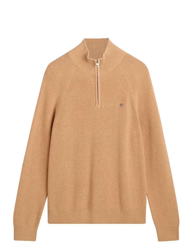 GANT - COTTON WOOL RIB HALF ZIP - half zip strik - khaki melange - 1