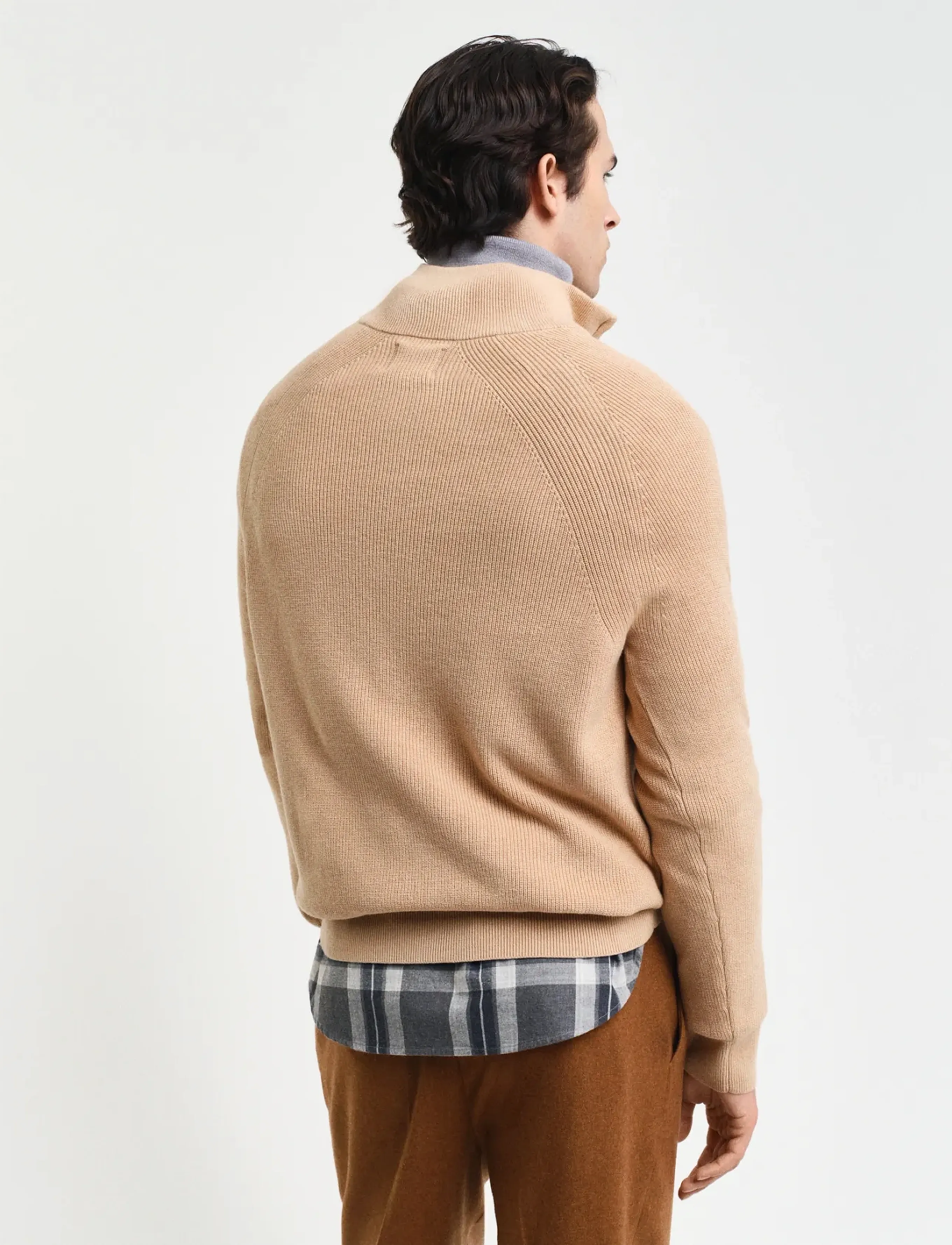 Gant - COTTON WOOL RIB HALF ZIP - half zip jumpers - khaki melange - 2