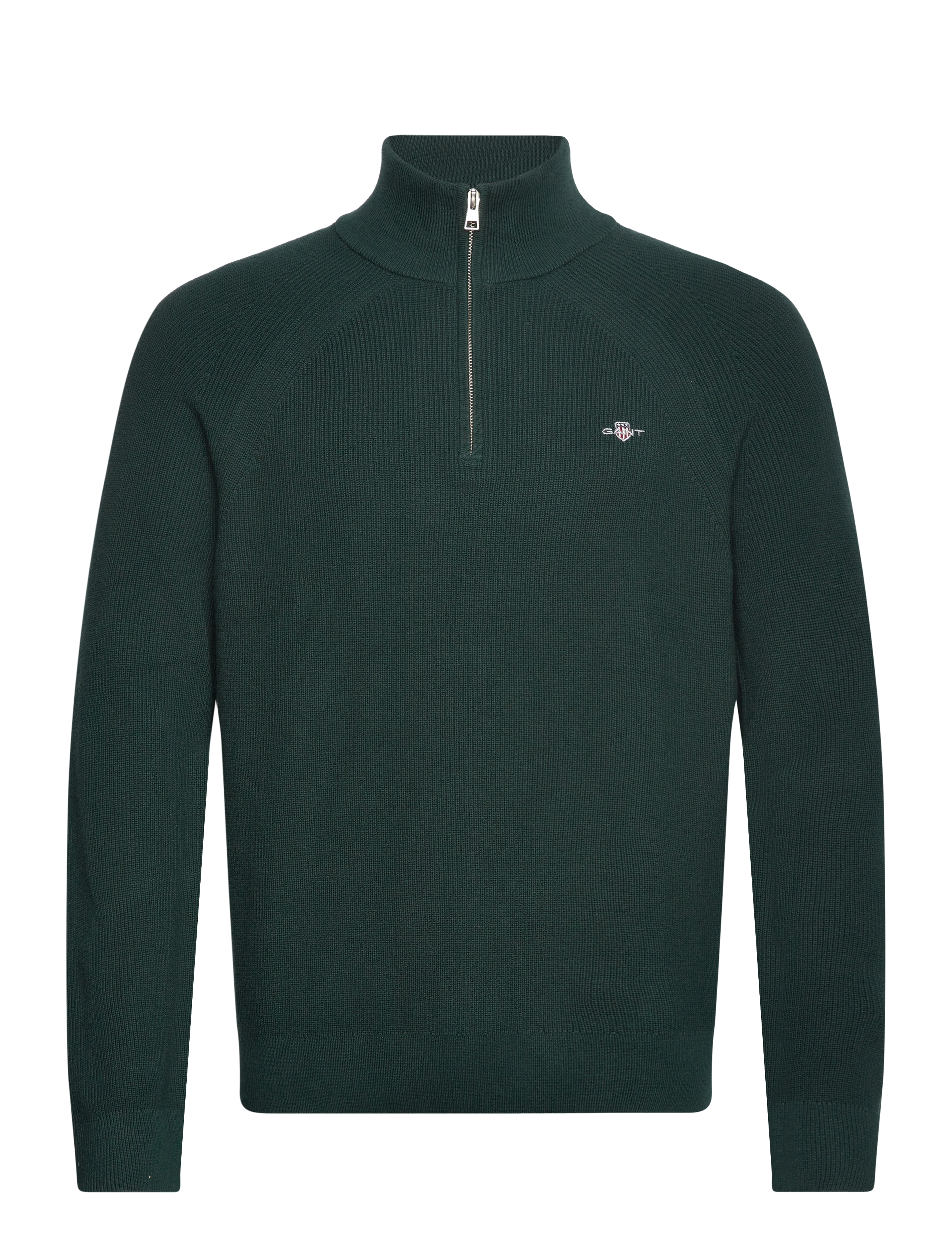 Gant - COTTON WOOL RIB HALF ZIP - mænd - tartan green - 1