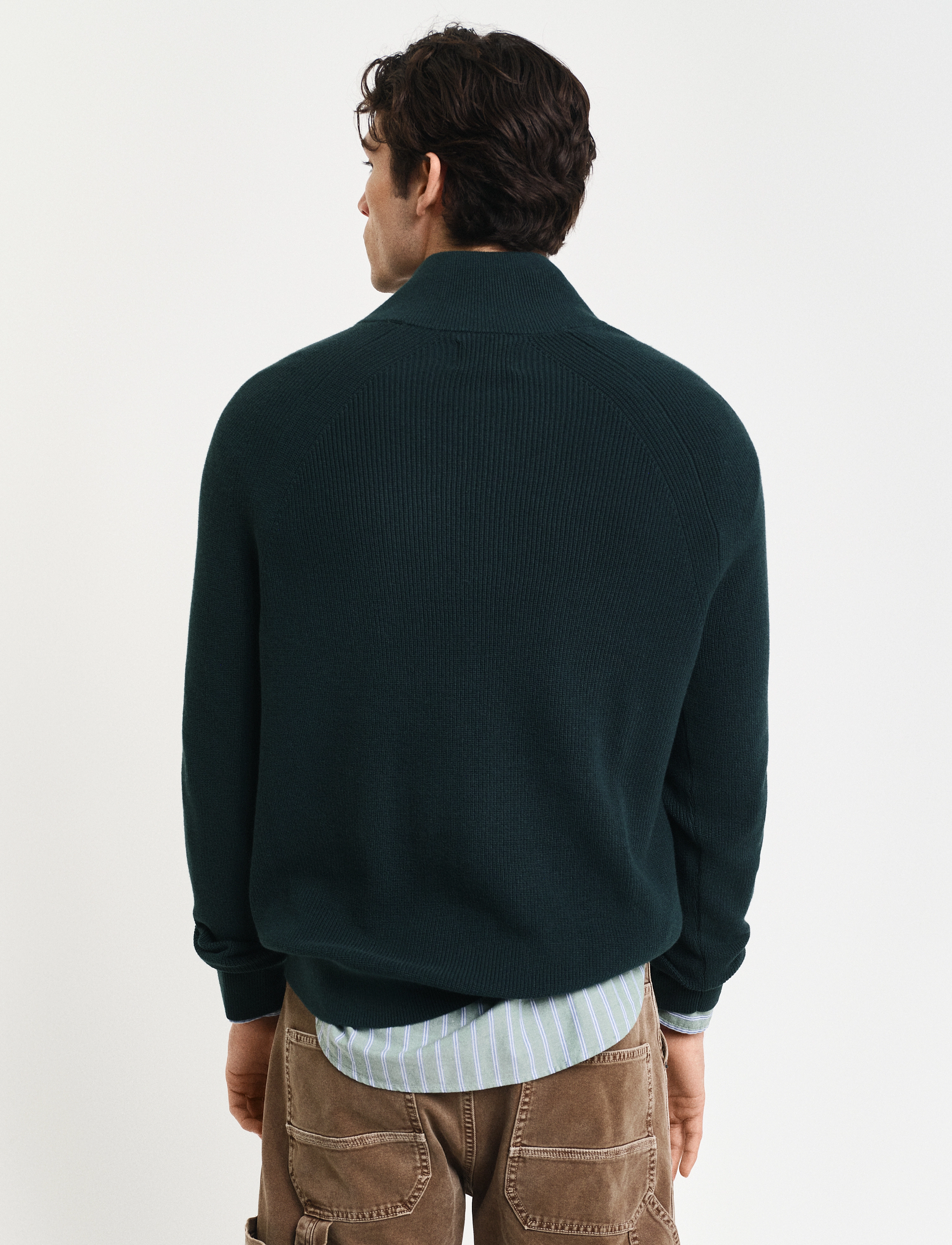 Gant - COTTON WOOL RIB HALF ZIP - mænd - tartan green - 3