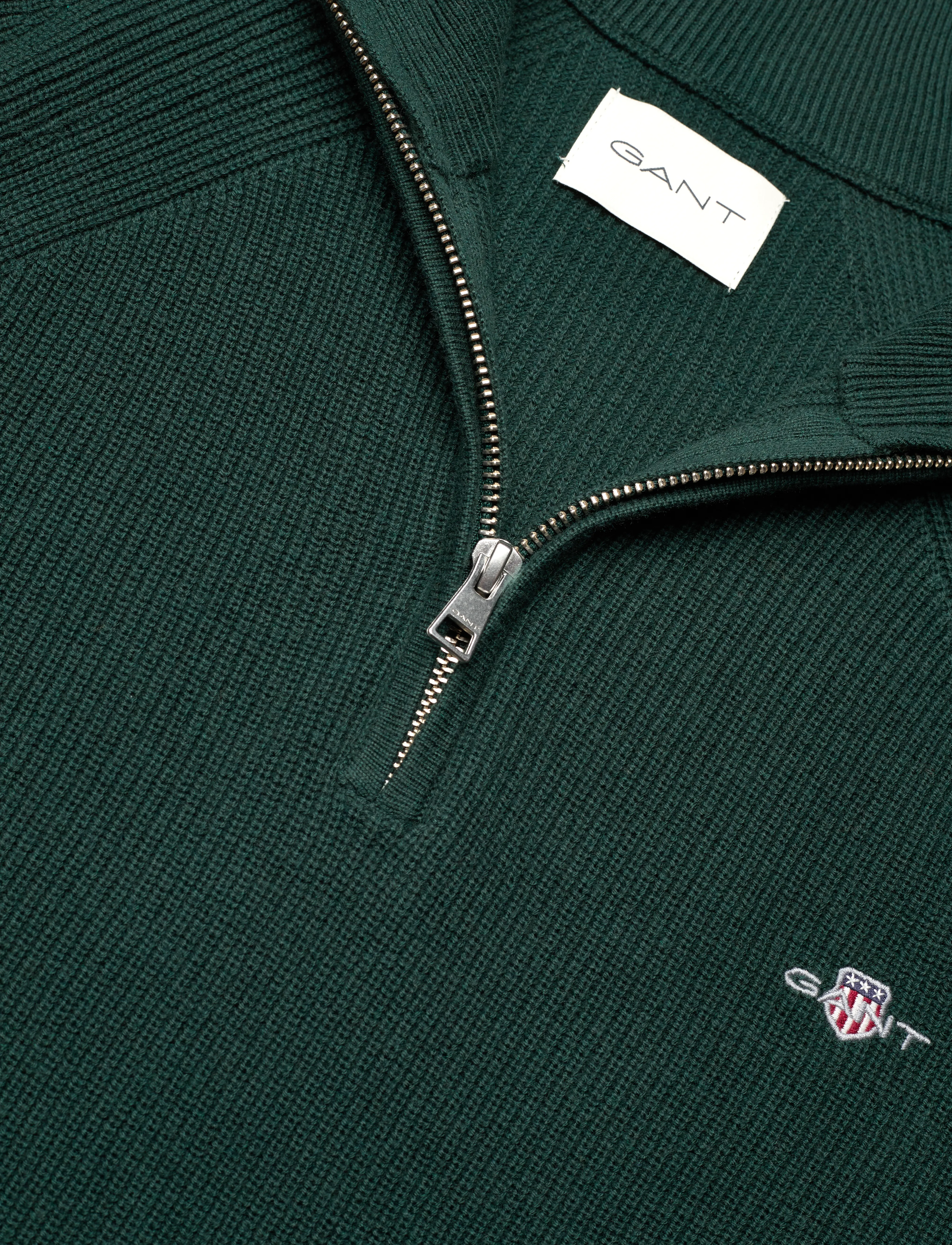 Gant - COTTON WOOL RIB HALF ZIP - mænd - tartan green - 5
