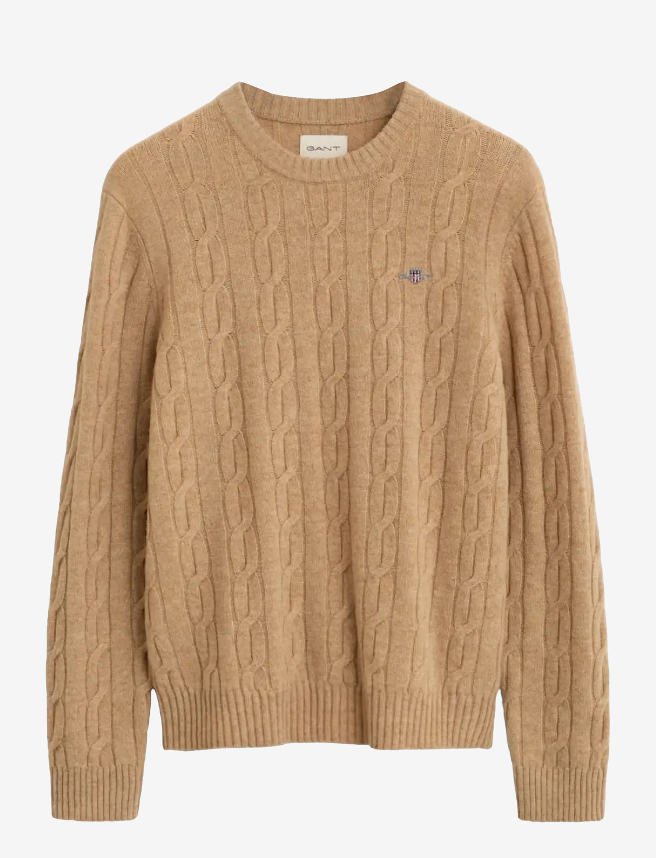 GANT - LAMBSWOOL CABLE C-NECK - rund hals - khaki melange - 1