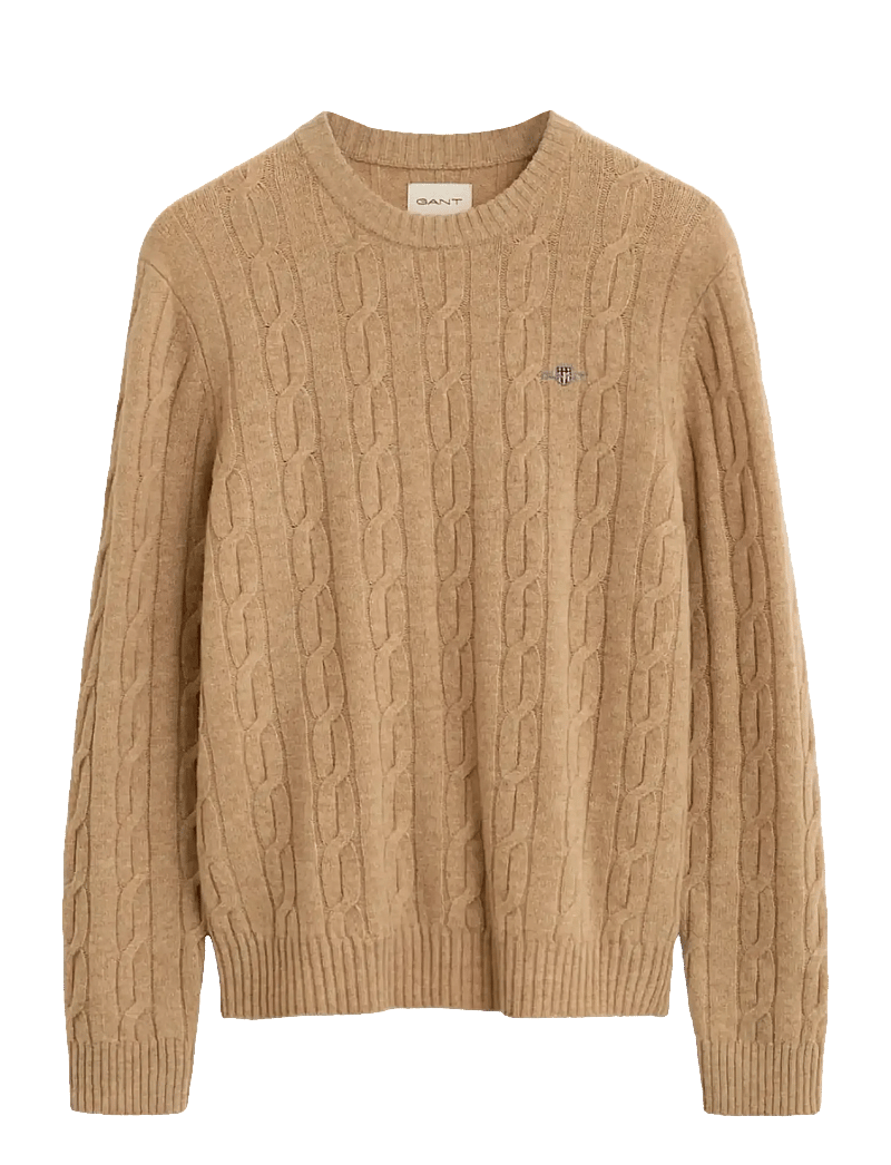 GANT - LAMBSWOOL CABLE C-NECK - rund hals - khaki melange - 1