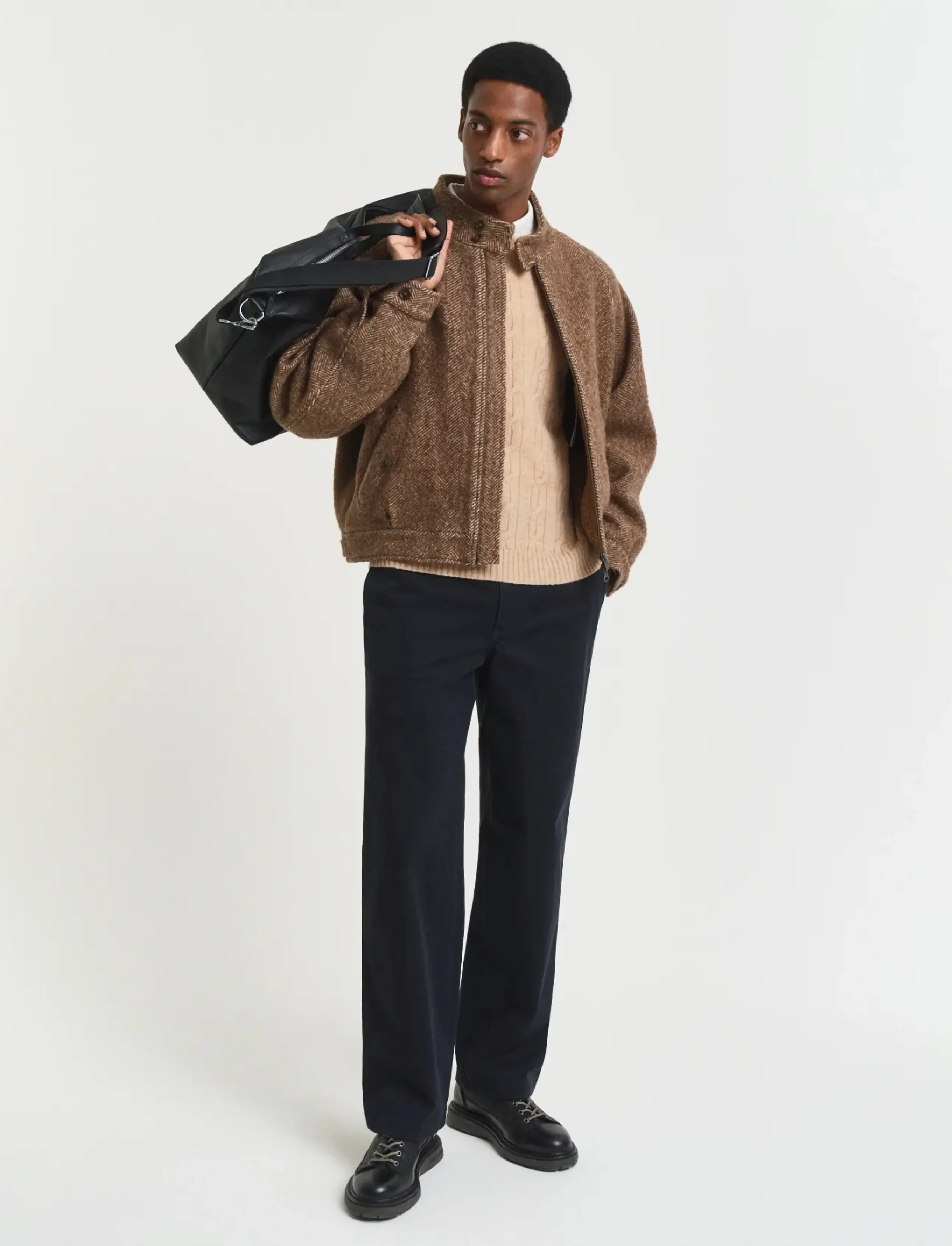 Gant - LAMBSWOOL CABLE C-NECK - pyöreäaukkoiset - khaki melange - 4