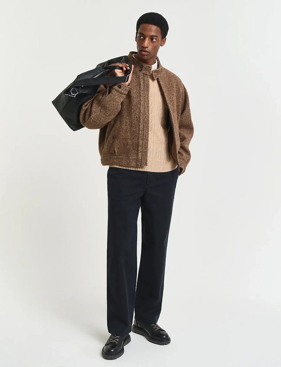 Gant - LAMBSWOOL CABLE C-NECK - pyöreäaukkoiset - khaki melange - 4