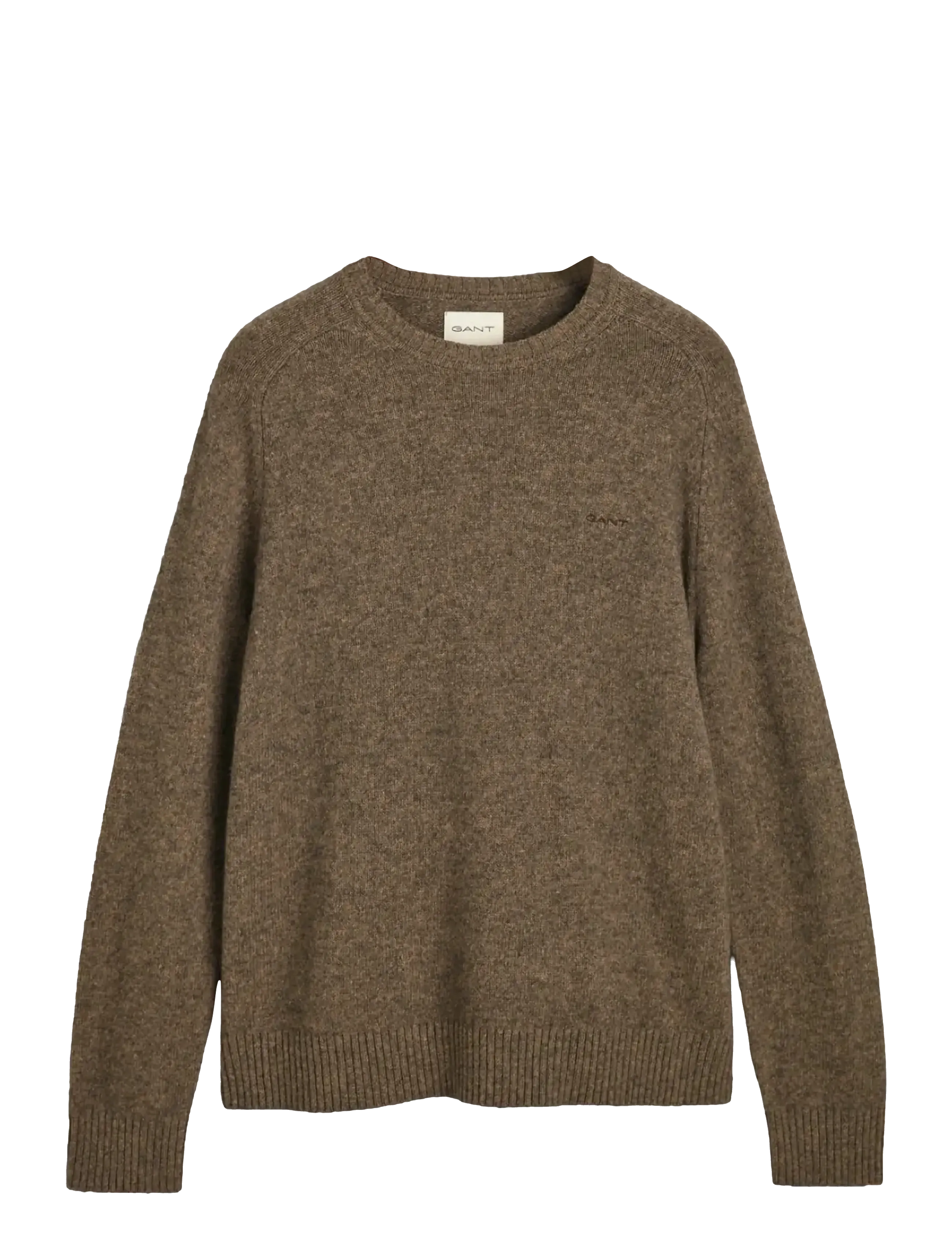 GANT WOOL BLEND C-NECK - Knitted Round Necks - DARK HAZELNUT MELANGE / brown