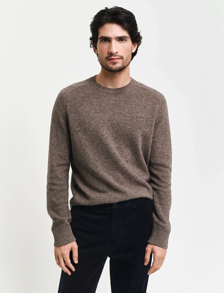 Gant - WOOL BLEND C-NECK - rundhalsad - dark hazelnut melange - 0