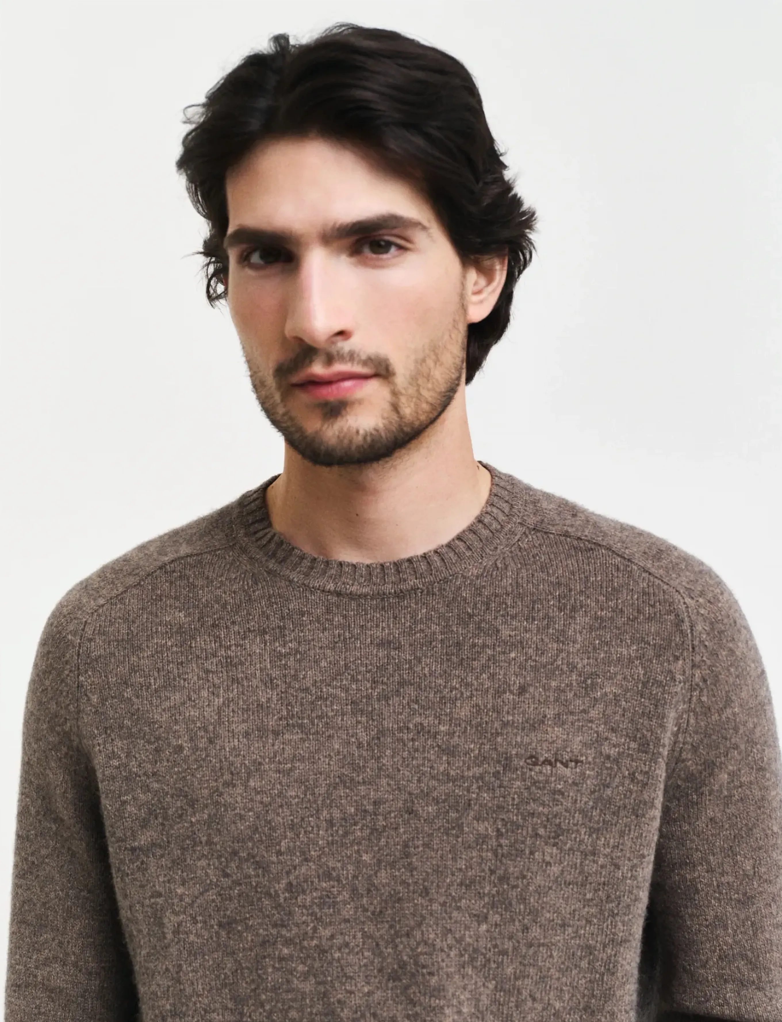 Gant - WOOL BLEND C-NECK - basic knitwear - dark hazelnut melange - 3