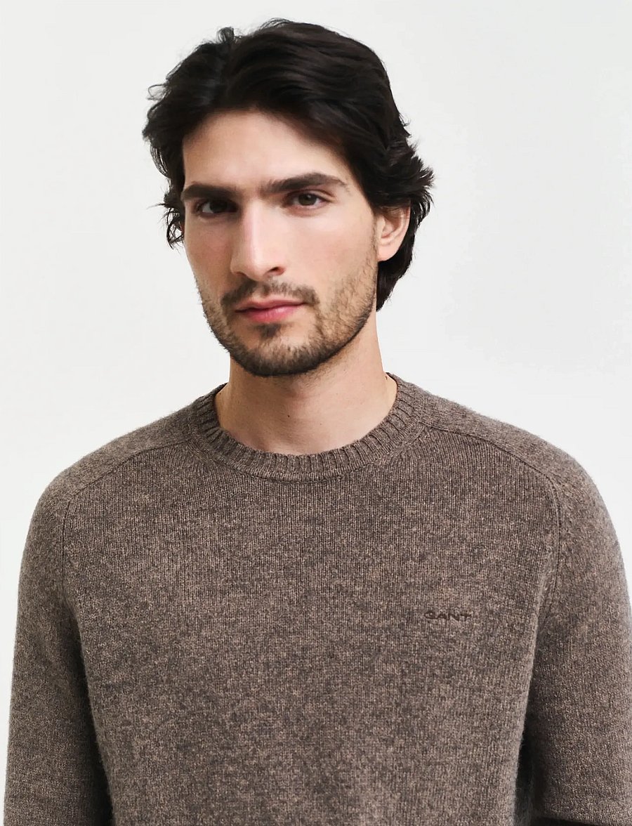 Gant - WOOL BLEND C-NECK - rundhalsad - dark hazelnut melange - 3