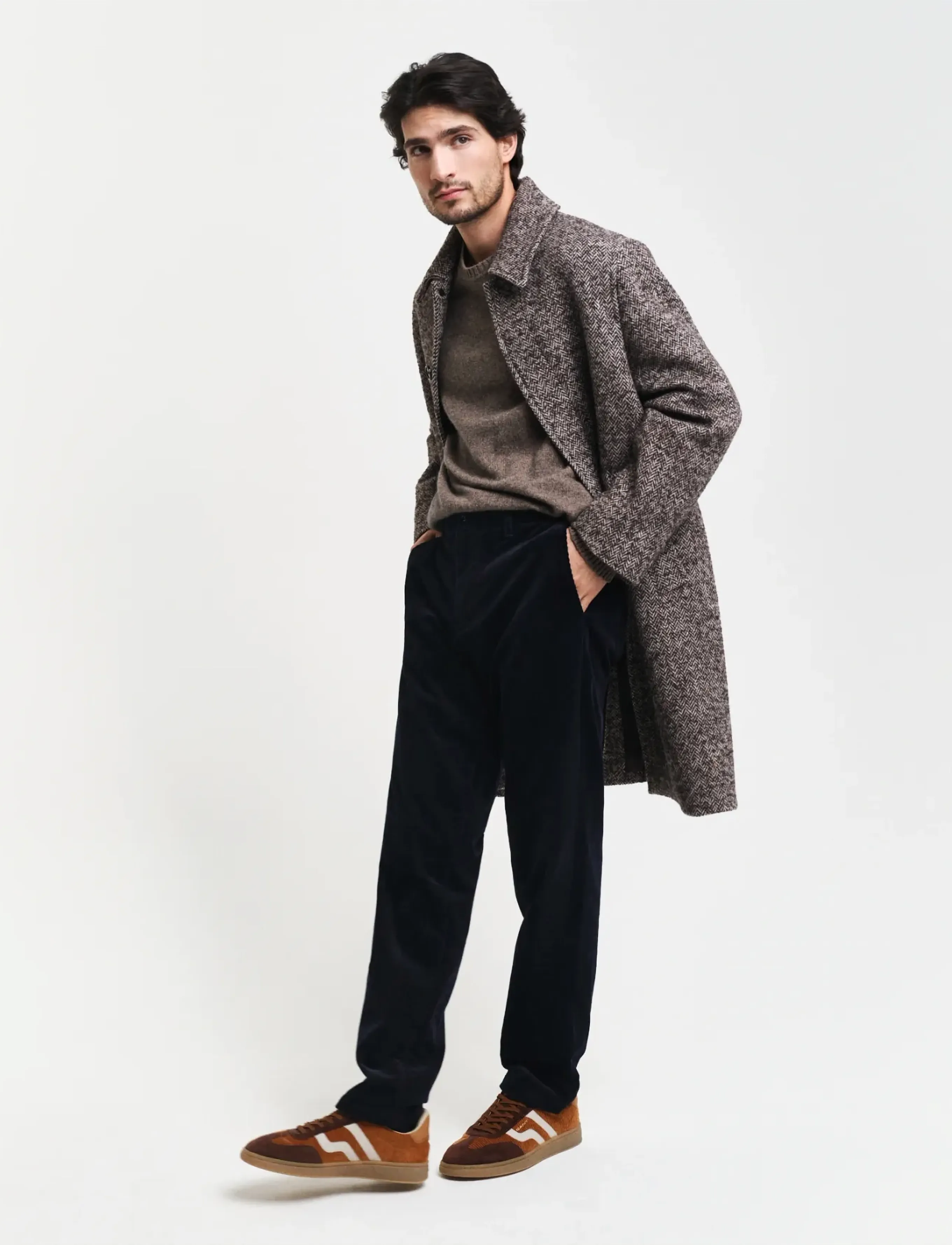 Gant - WOOL BLEND C-NECK - basic knitwear - dark hazelnut melange - 4