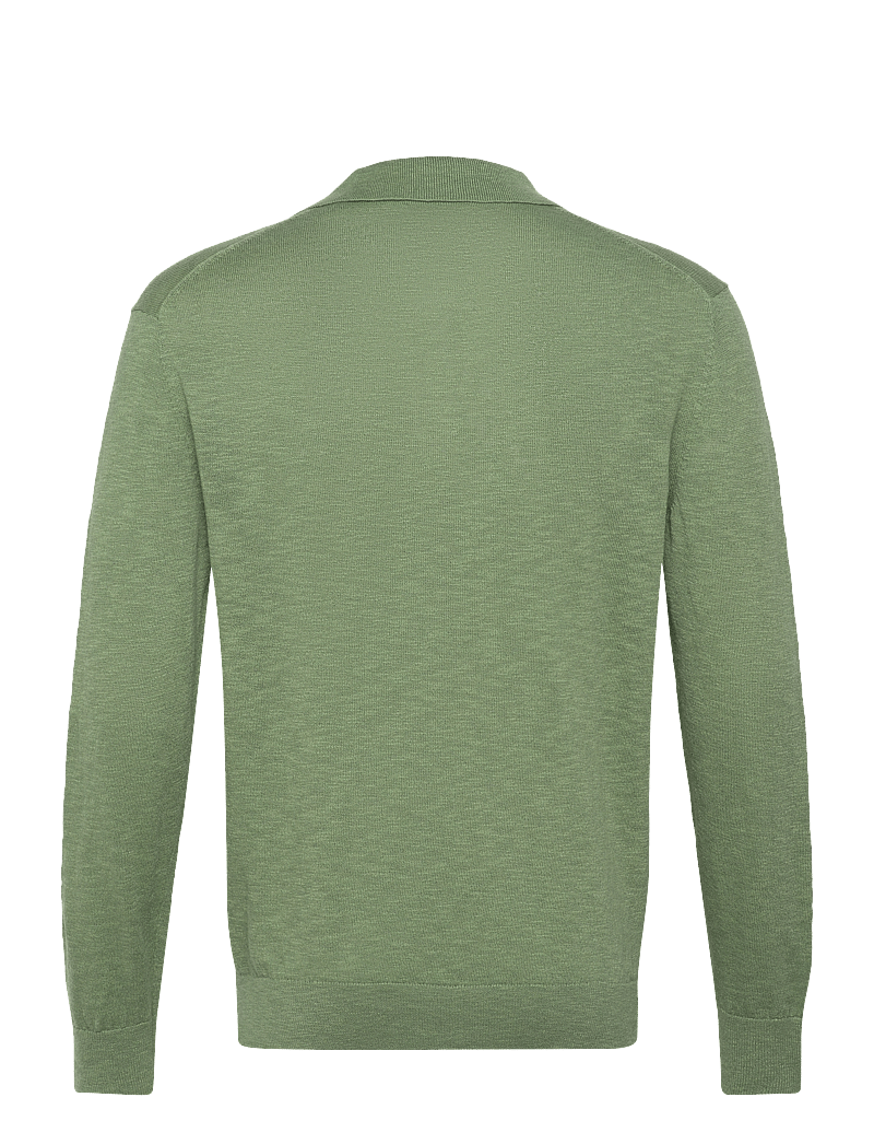 GANT - LINEN BLEND POLO - adīti polo krekli ar garām piedurknēm - kalamata green - 1