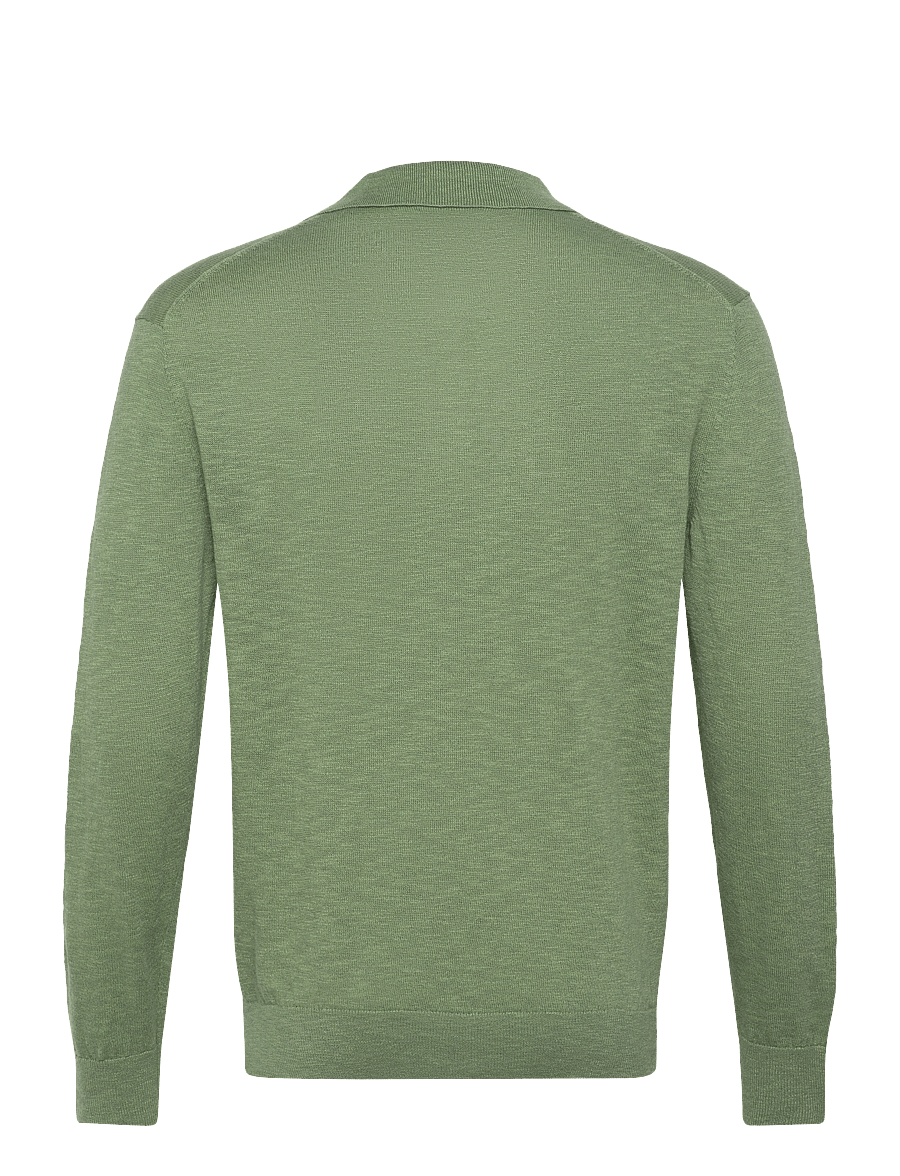 Gant - LINEN BLEND POLO - långärmade stickade pikétröjor - kalamata green - 1